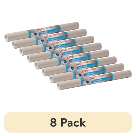 (8 pack) EasyLiner Brand Contact Paper Adhesive Shelf Liner, Taupe, 18 in. x 9 ft. Roll