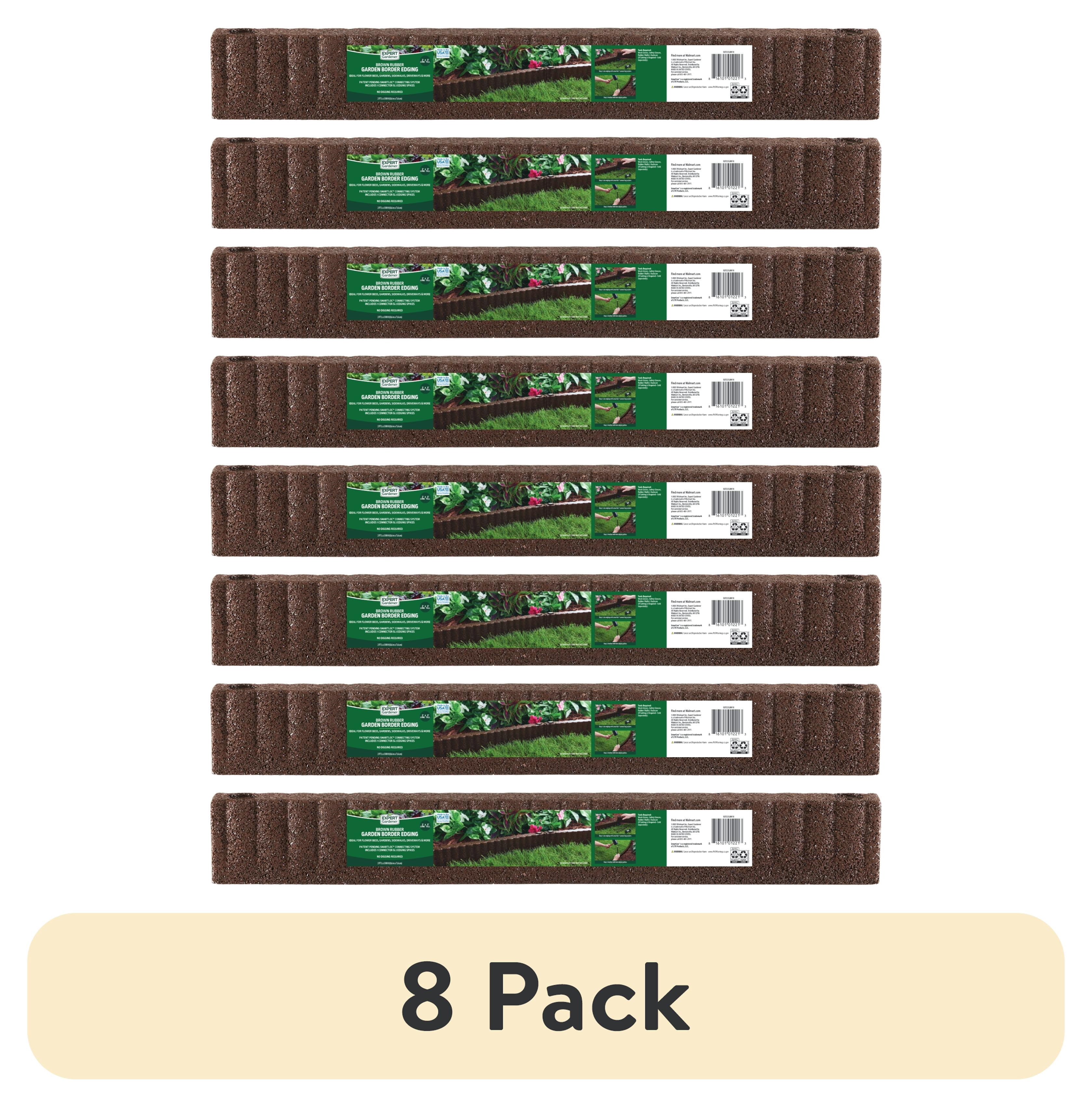 (8 pack) Expert Gardener 2' x 3" Brown Recycled Rubber Garden Border Landscape Edging