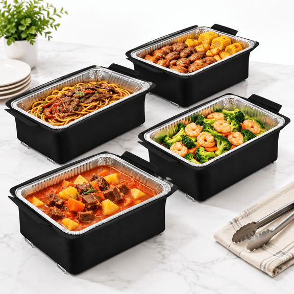 8-pack Foldable Chafing Dish Wind Guard for Buffet Events, Fits Standard Full-Size Rectangular Chafers