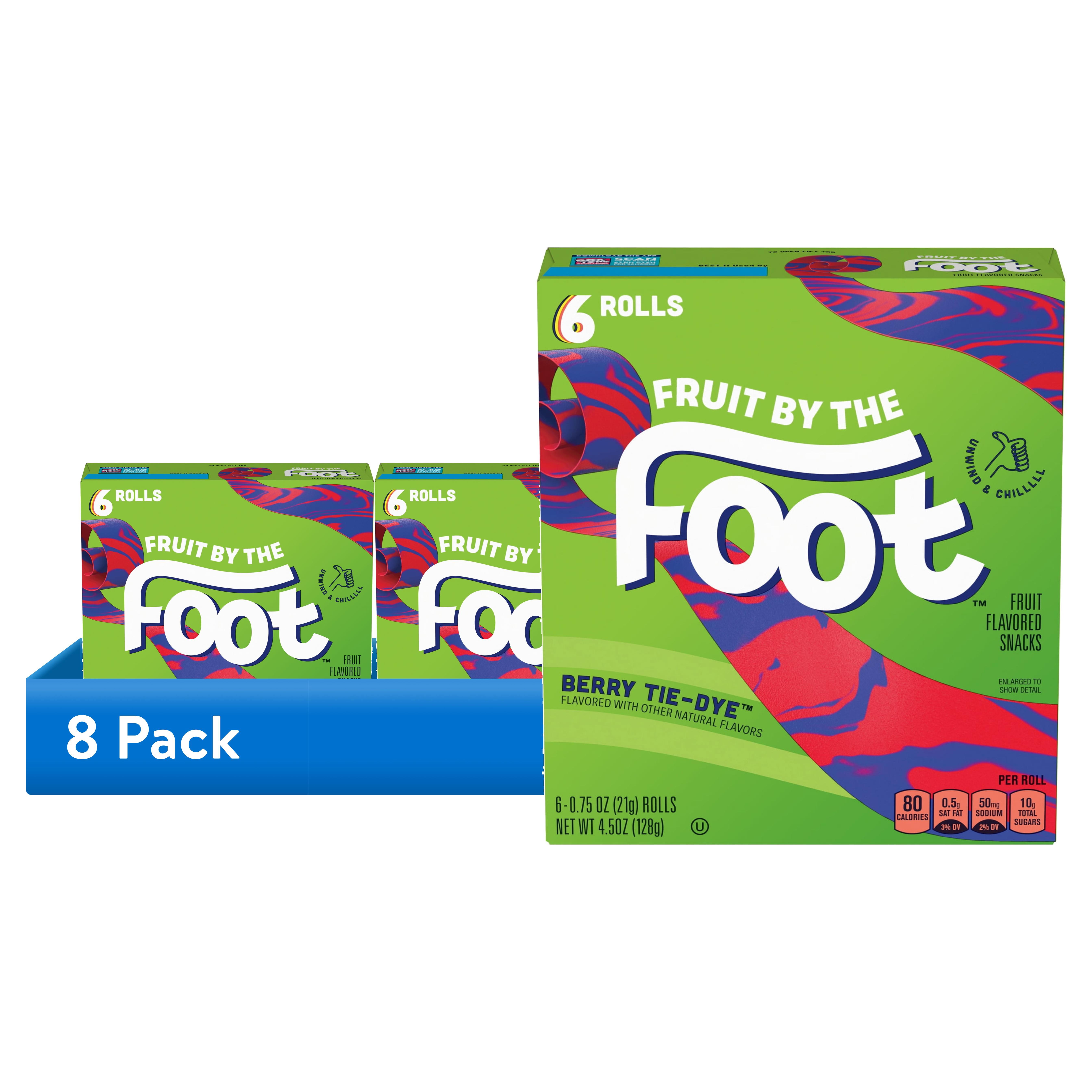 (8 pack) Fruit by the Foot Fruit Flavored Snacks, Berry Tie-Dye, 4.5 oz, 6 Count