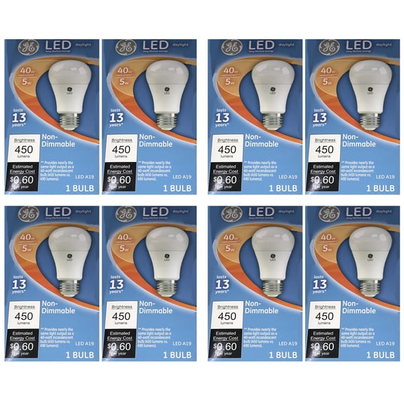 (8 pack) GE 61968 LED A19 40 watt equivalent Daylight LED Light Bulb