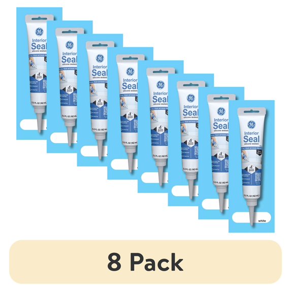 (8 pack) GE Interior Seal Kitchen & Bath, Pack of 1, White 2.8 oz Tube