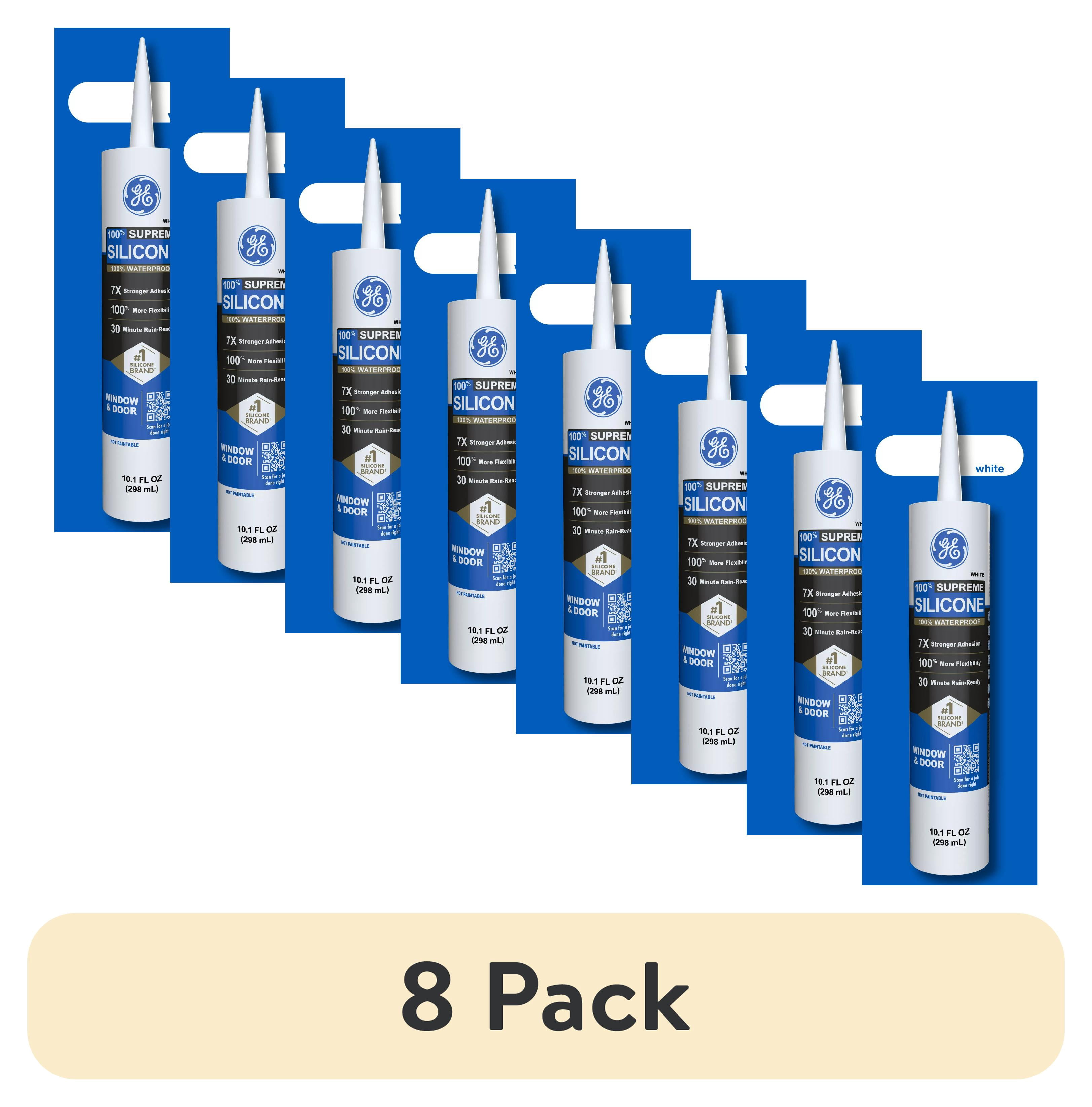 (8 pack) GE Supreme Silicone Window & Door Sealant, Pack of 1, White 10.1 fl oz Cartridge