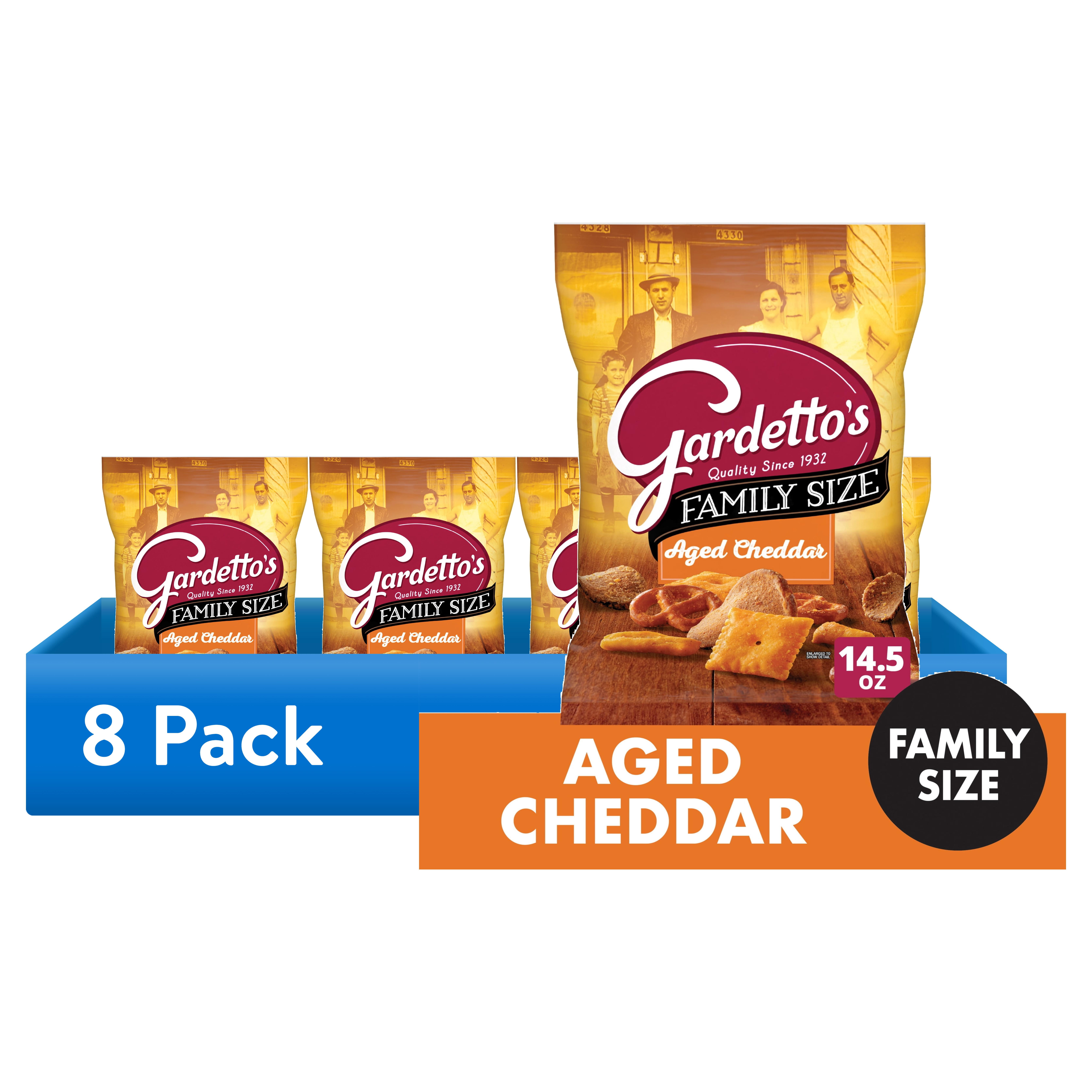 (8 pack) Gardetto's Snack Mix, Aged Cheddar, Family Size Pub and Party Mix, 14.5 oz Bag