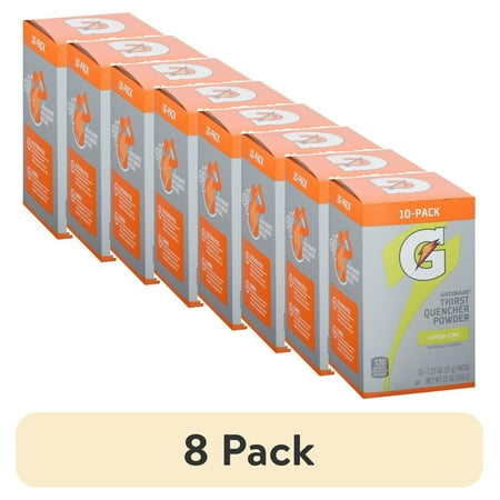 (8 pack) Gatorade Thirst Quencher Lemon-Lime Sports Drink Mix Powder, 1.23 oz, 10 Count Packets