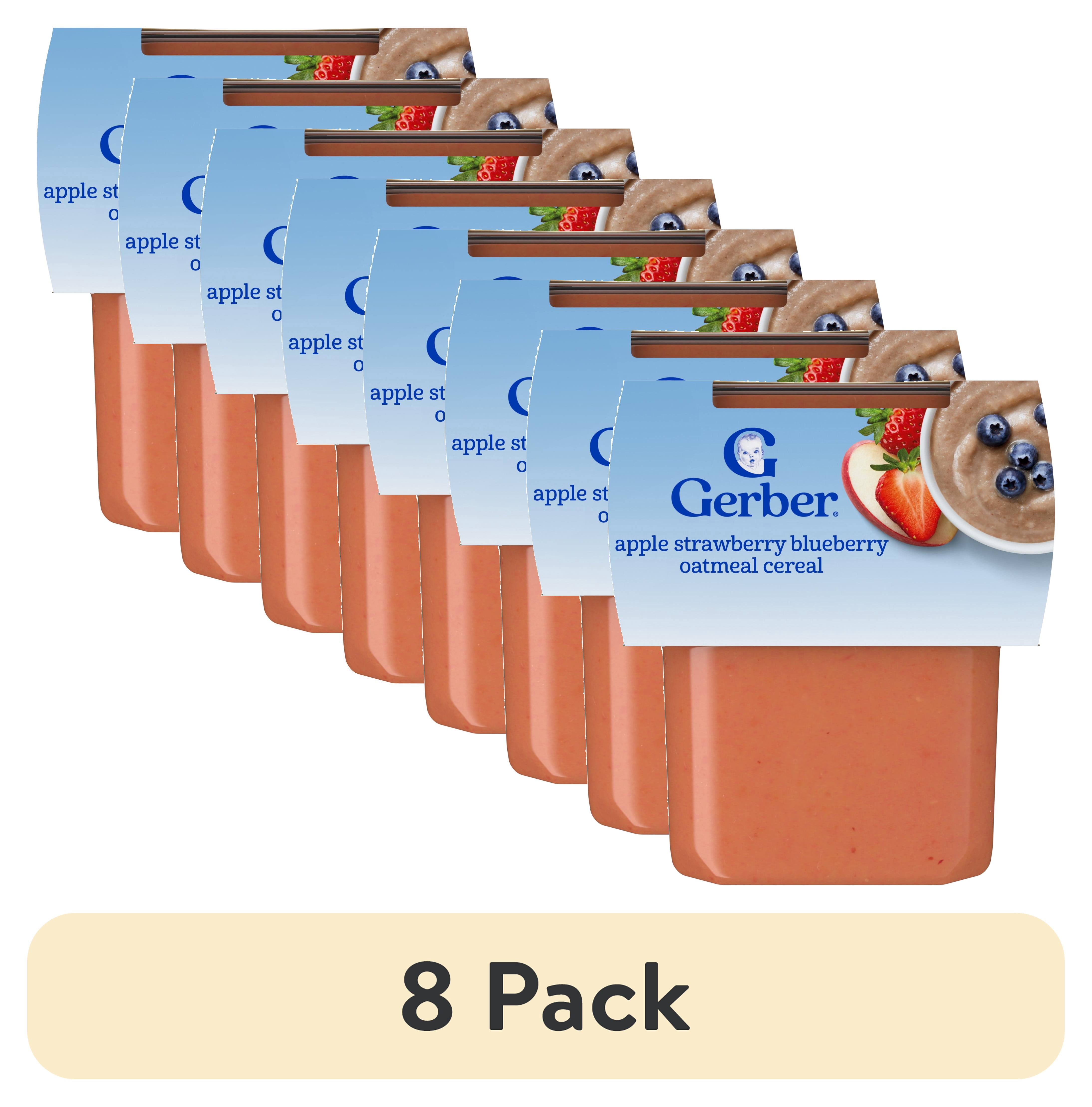 (8 pack) Gerber Stage 2 Baby Food, Apple Strawberry Blueberry Oatmeal Cereal Tub, Baby Cereal, 2PK 8 oz