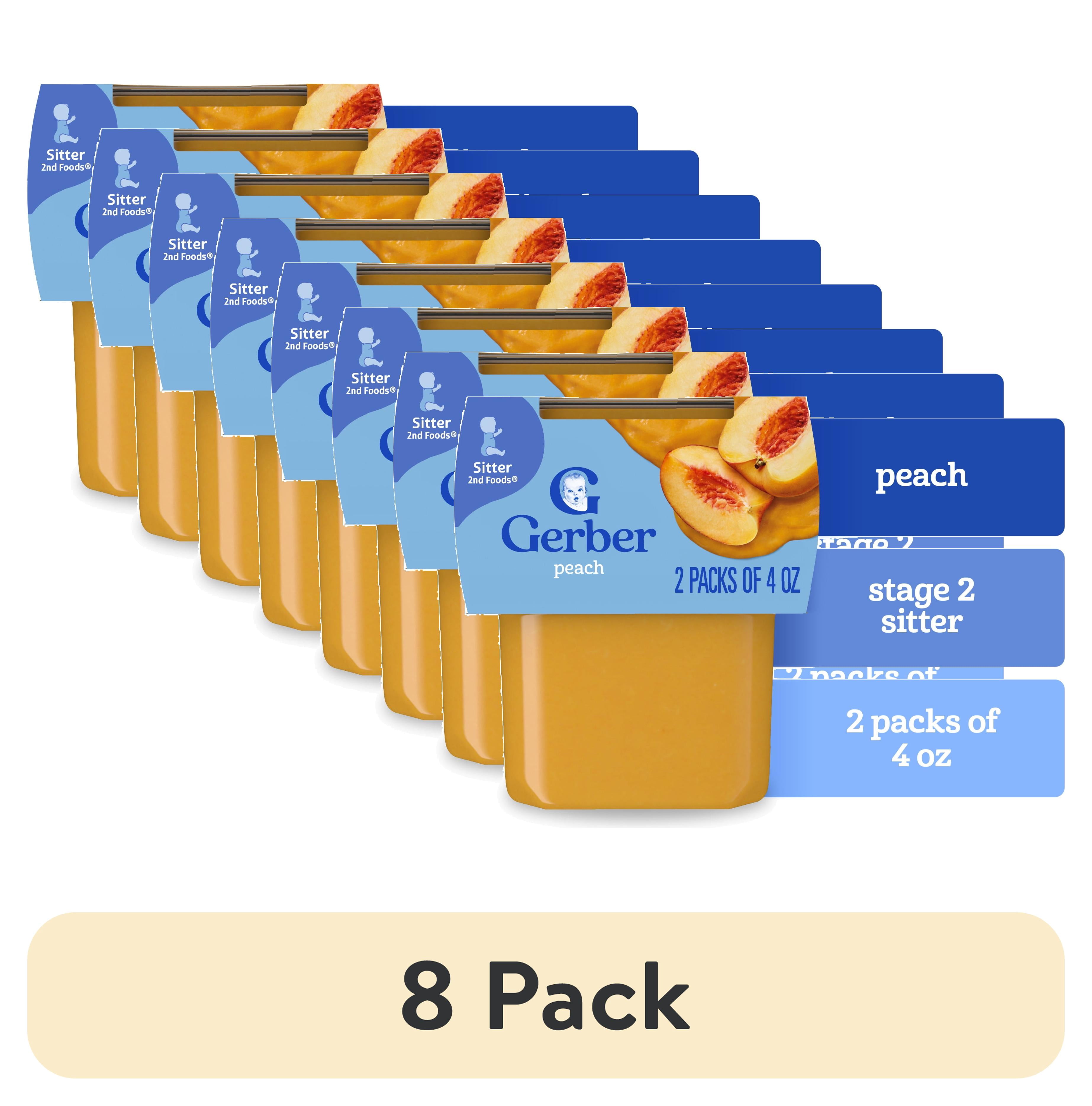 (8 pack) Gerber Stage 2 Baby Food, Peach Puree Tubs, Baby Puree, 2PK 8 ...