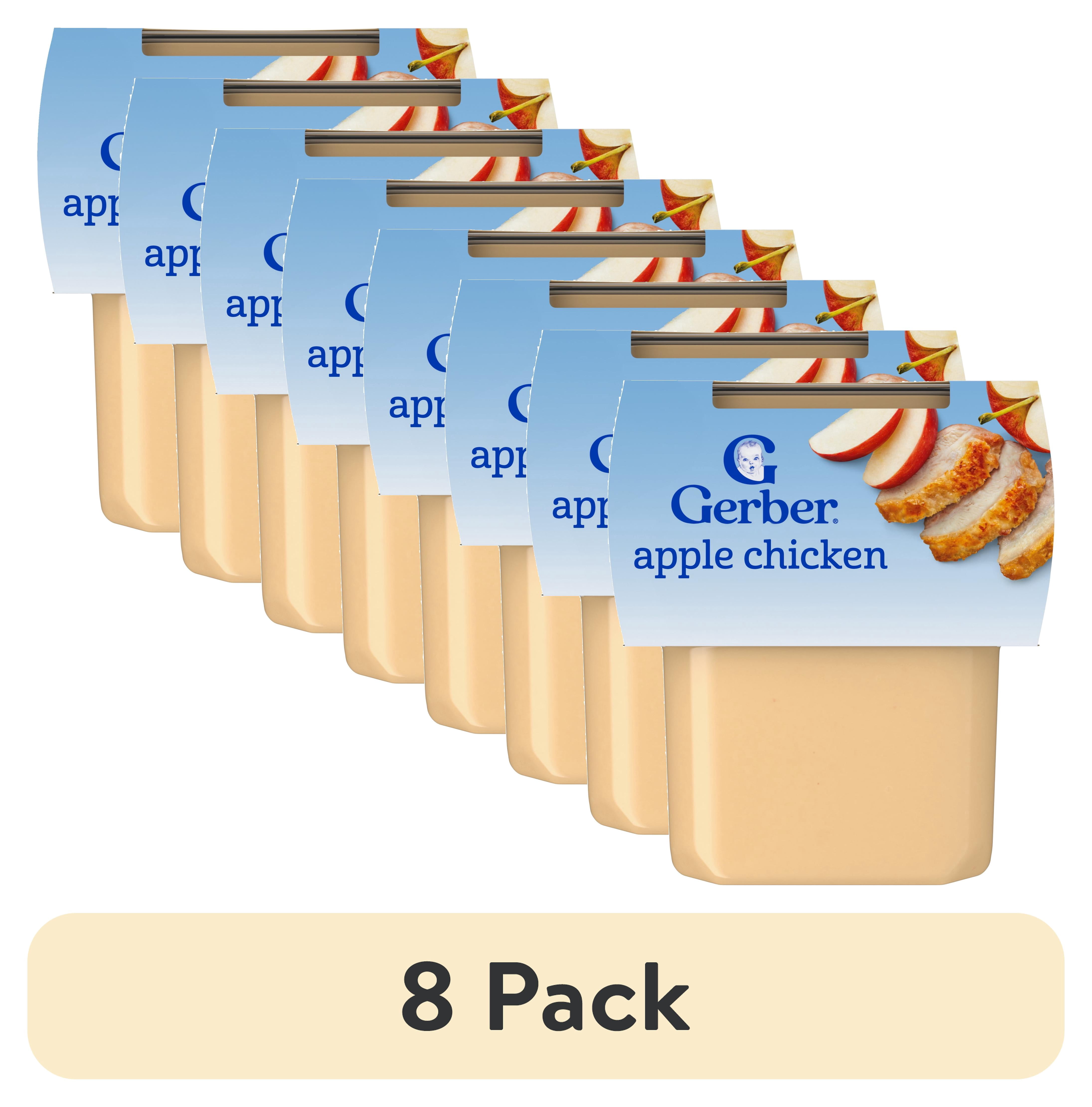 (8 pack) Gerber Stage 2 Baby Food, Apple Chicken Puree Tub, Baby Puree 8 oz