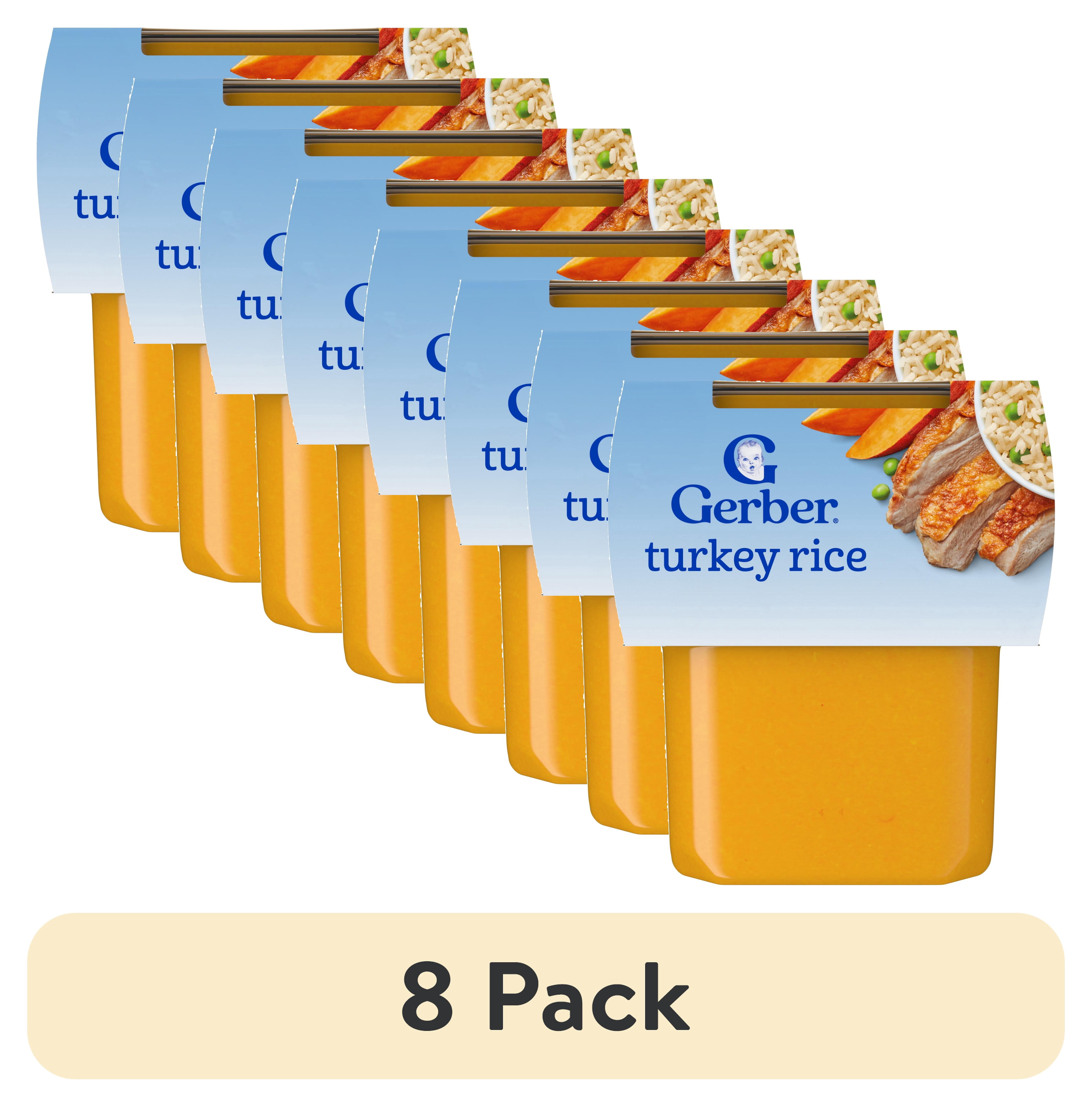 (8 pack) Gerber Stage 2 Baby Food, Turkey Rice Puree Tub, Baby Puree, 2PK 8 oz
