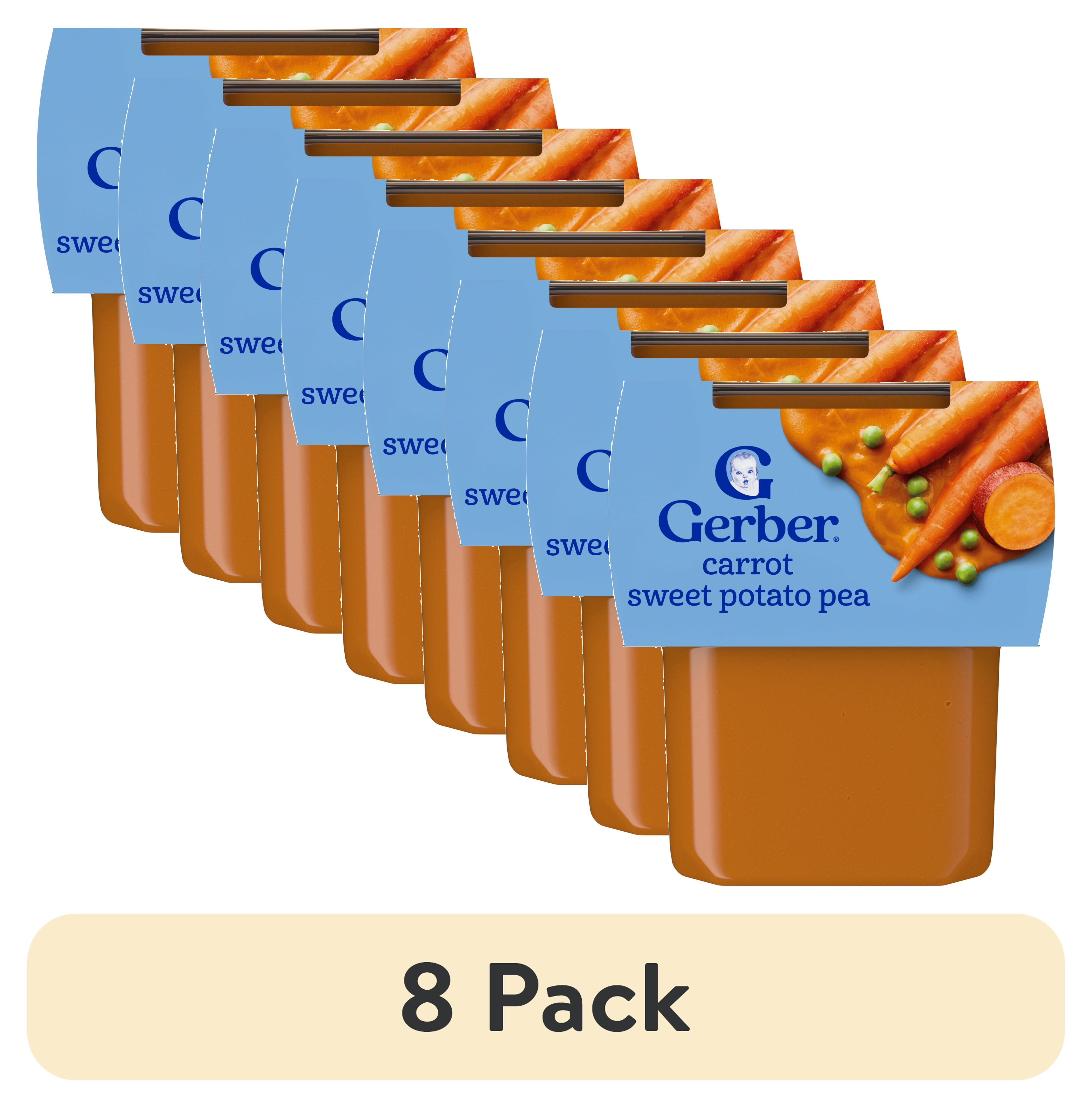 (8 pack) Gerber Stage 2 Baby Food, Carrot Sweet Potato Pea Puree Tubs, Baby Puree, 2PK 8 oz