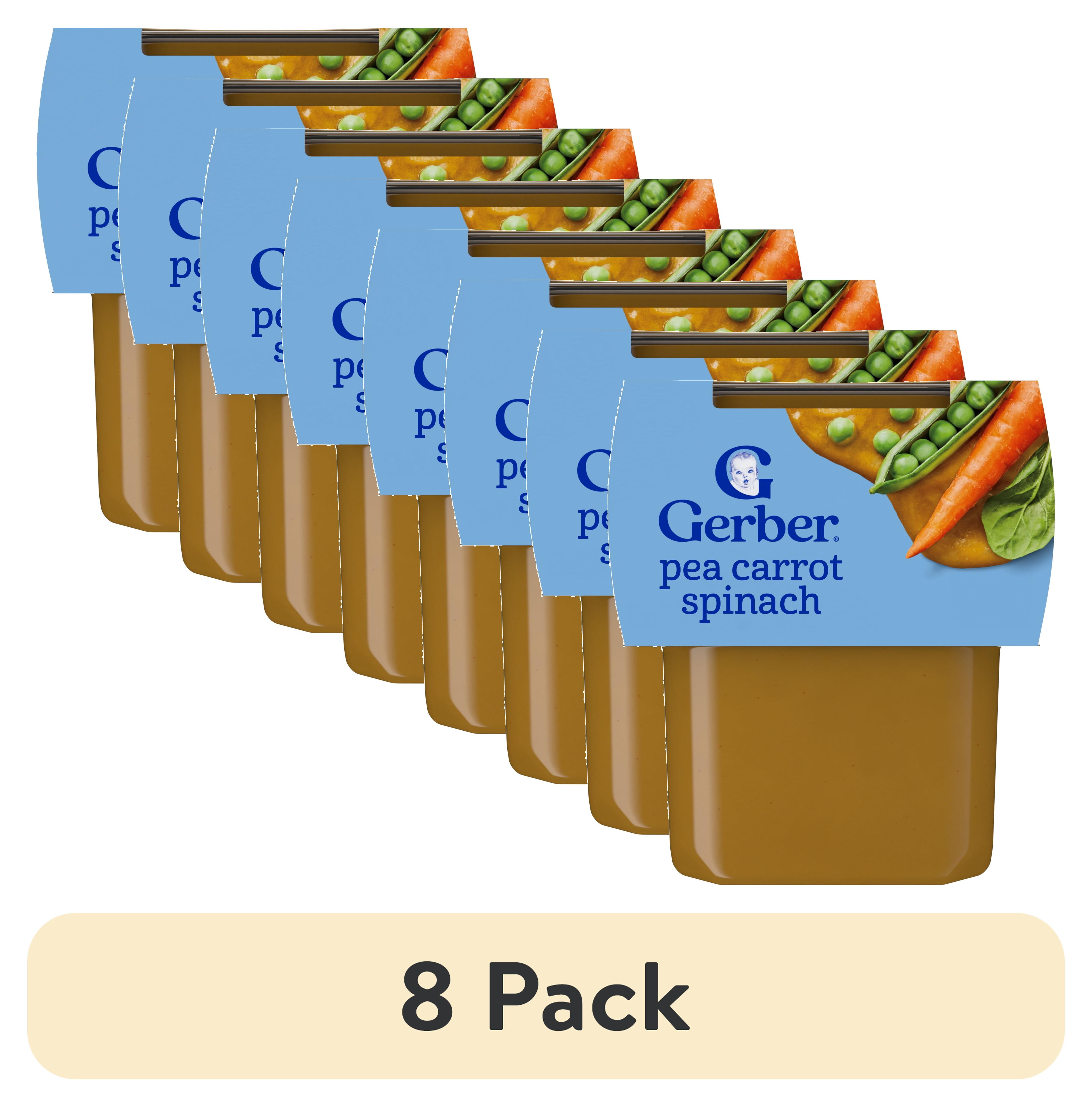 (8 pack) Gerber 2nd Foods Natural for Baby Veggie Power Baby Food, Pea Carrot Spinach, 4 oz Tubs (2 Pack)
