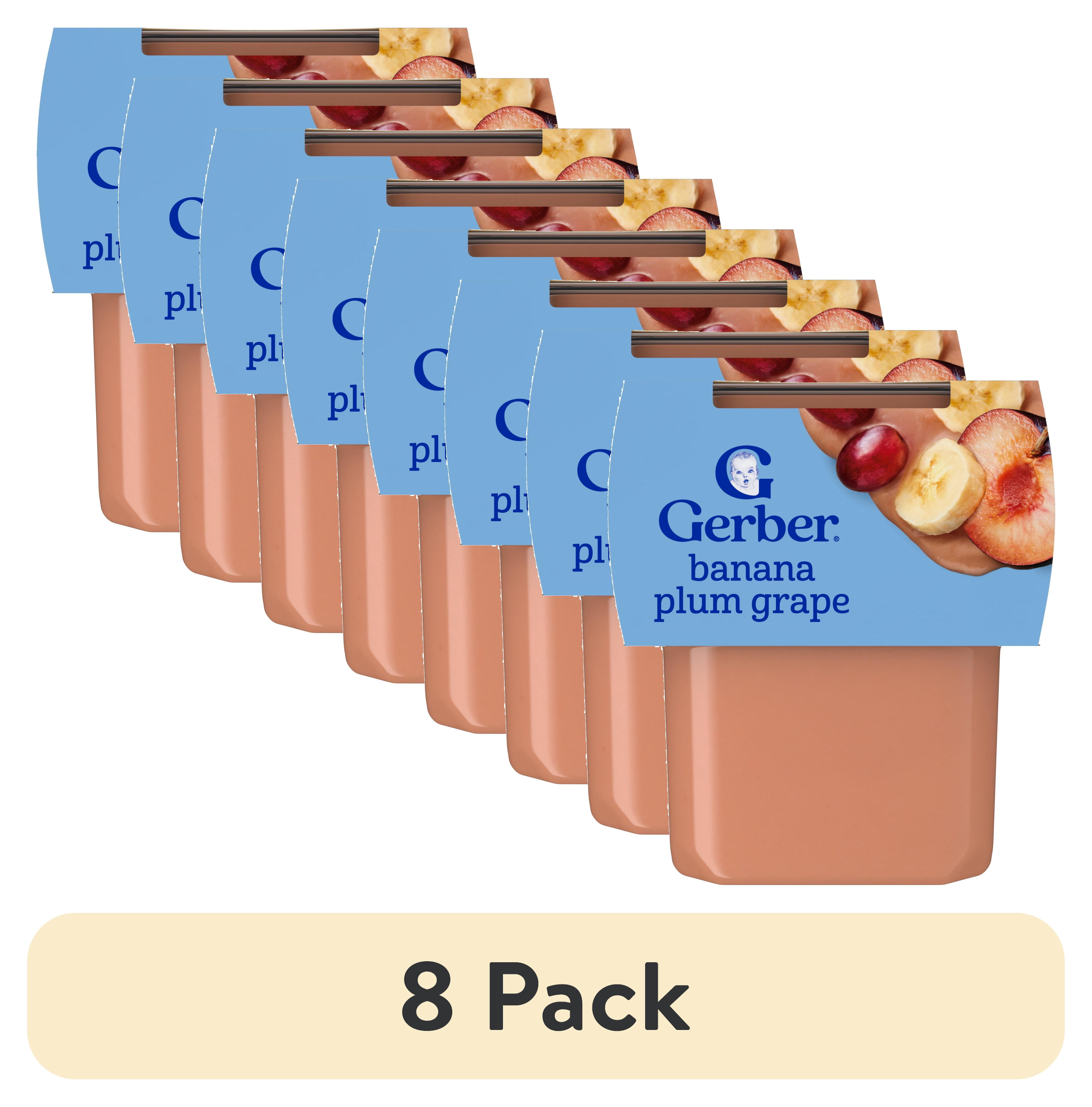 (8 pack) Gerber Stage 2 Baby Food, Banana Plum Grape Puree Tubs, Baby Puree, 2PK 8 oz