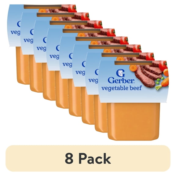 (8 pack) Gerber 2nd Foods PowerBlend Baby Food Vegetable Beef, 4 oz Tubs (2 Pack)