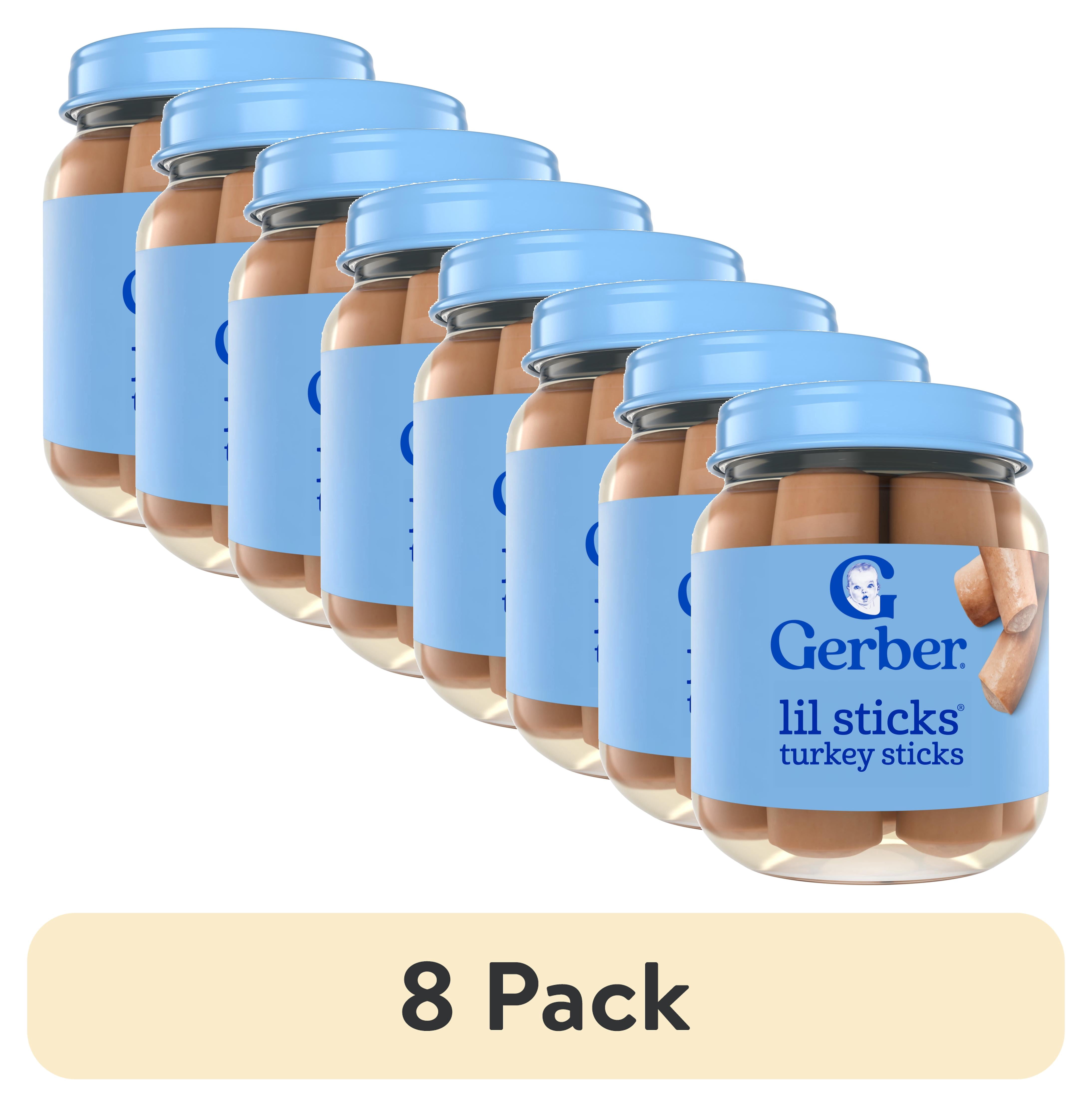 (8 pack) Gerber 3rd Foods Mealtime for Baby Lil' Sticks, Turkey, 2.5 oz, Jar