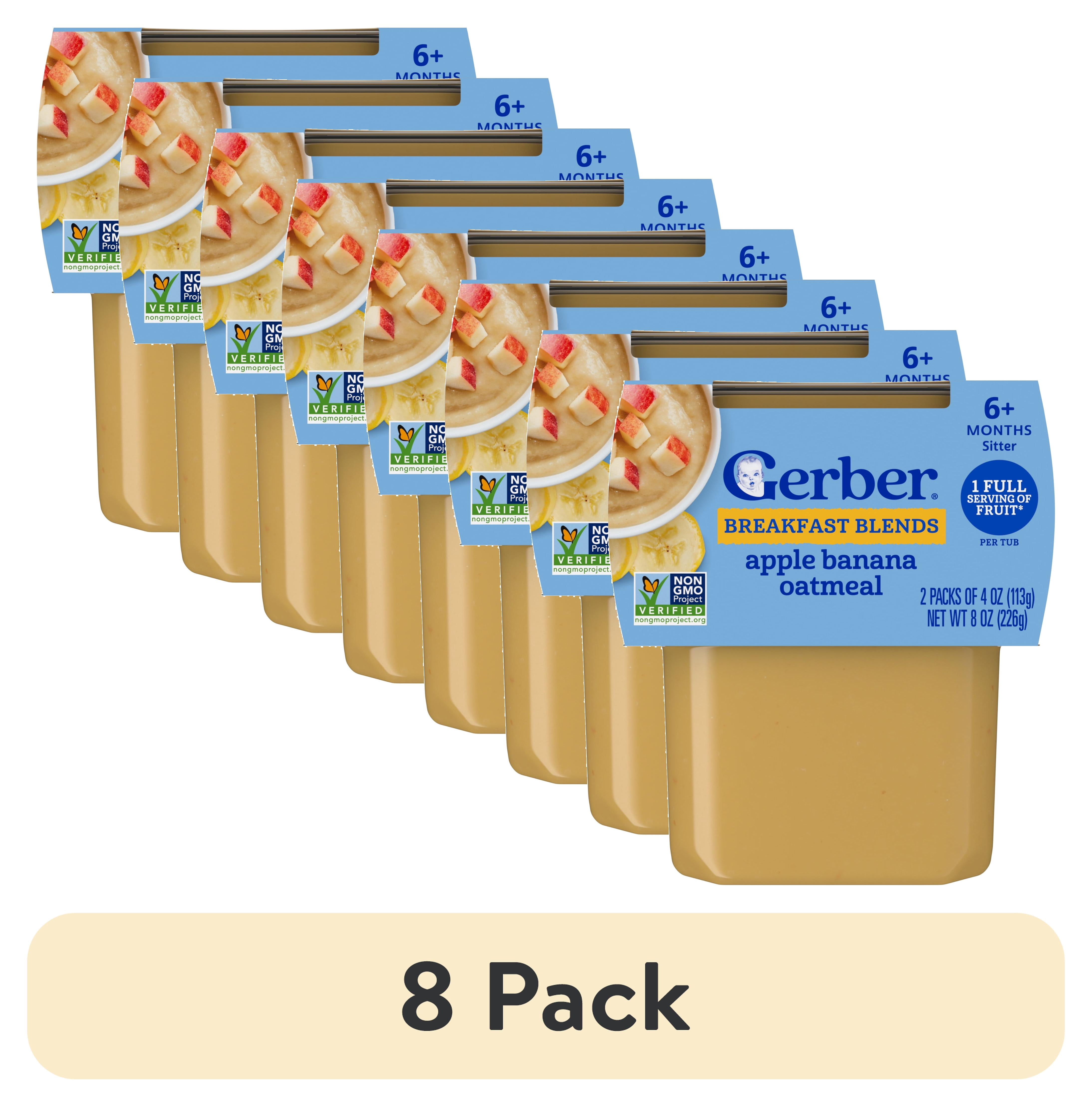(8 pack) Gerber 2nd Foods Baby Food, Apple Banana with Oatmeal, 4 oz Tubs (2 Pack)