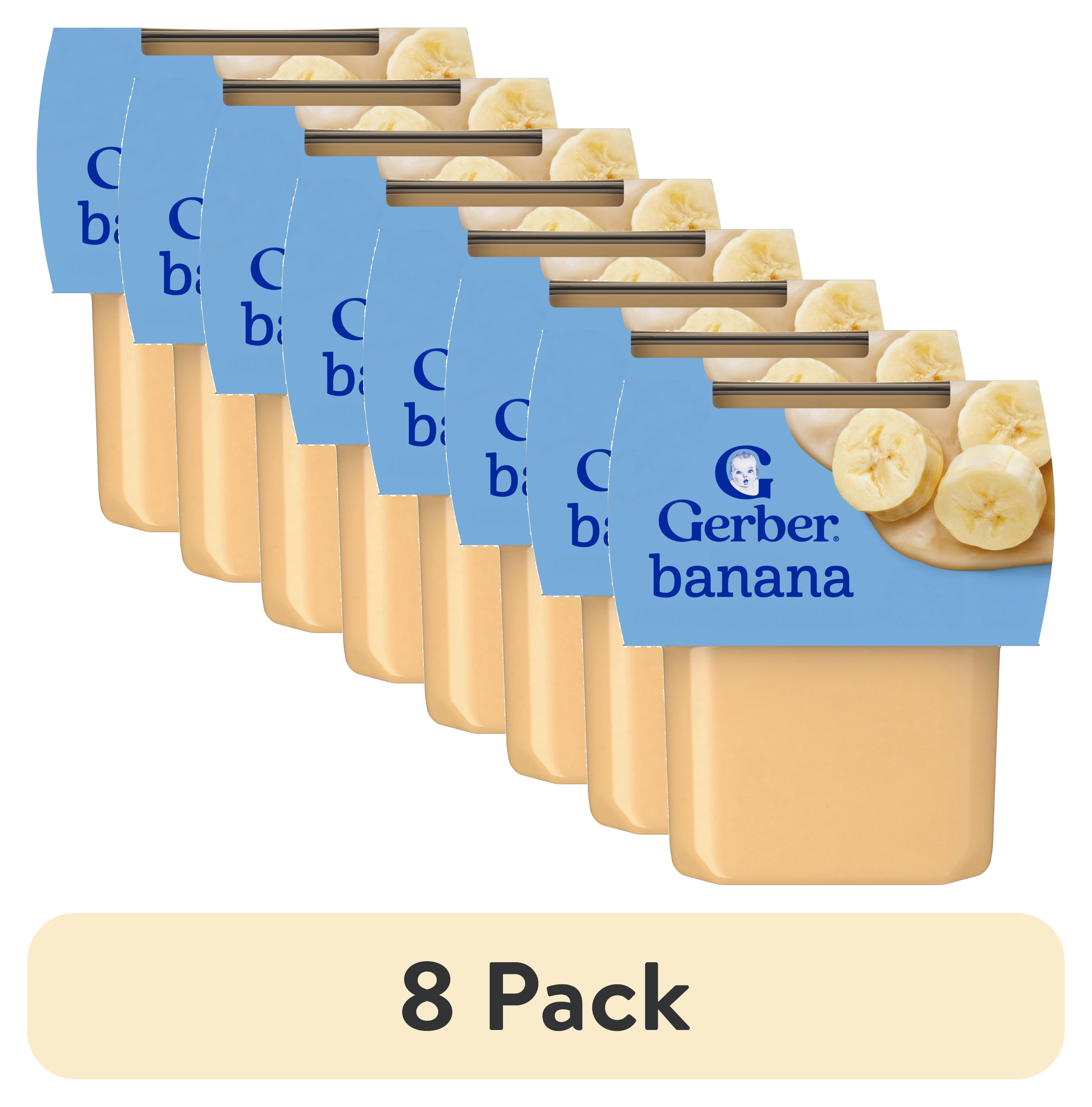 (8 pack) Gerber Stage 2 Baby Food Puree, Banana, 4 oz Tubs (2 Pack)