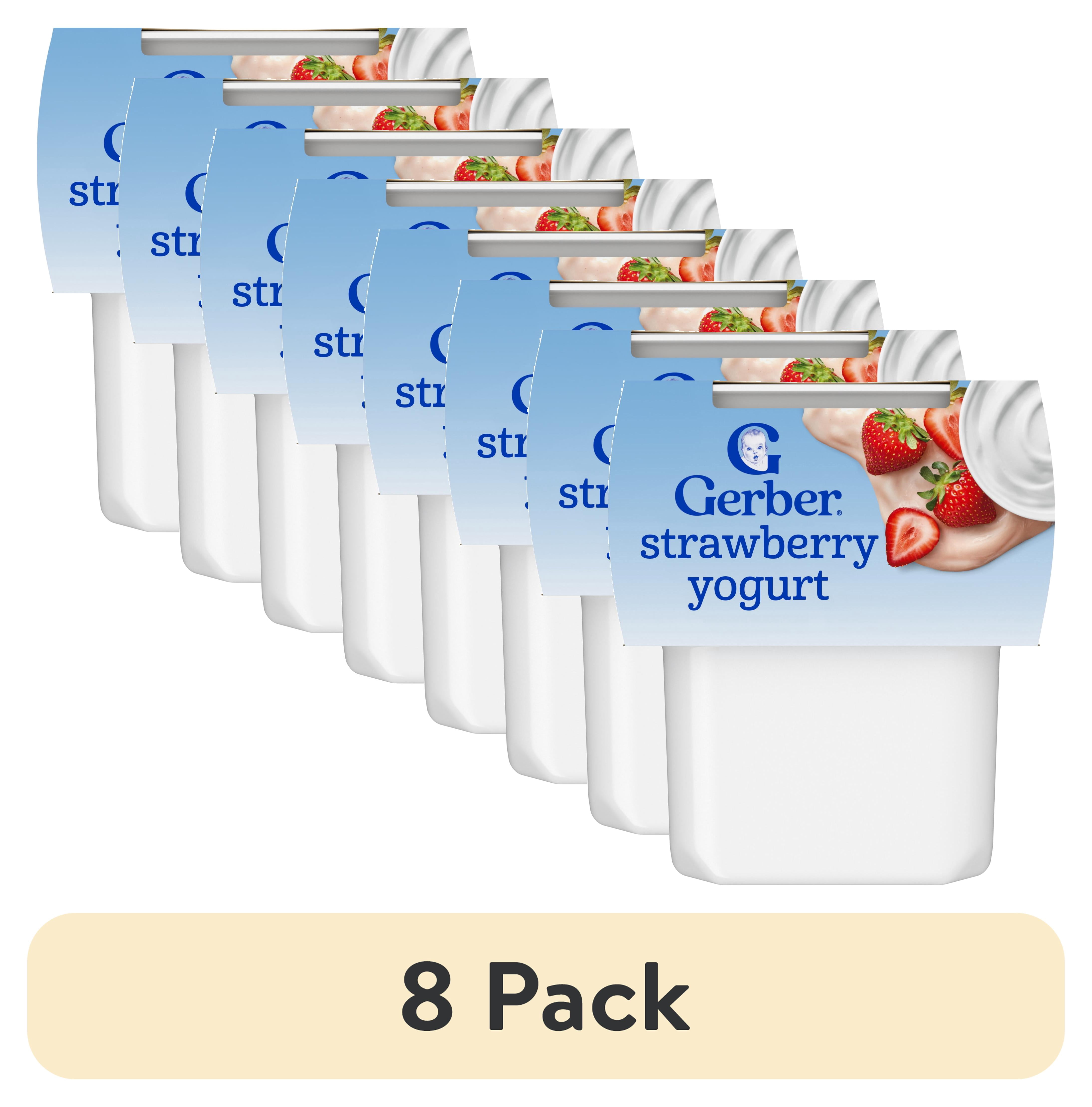 (8 pack) Gerber Yogurt Blends Stage 3 Baby Snacks Strawberry, 4 oz Tubs (Pack of 2)