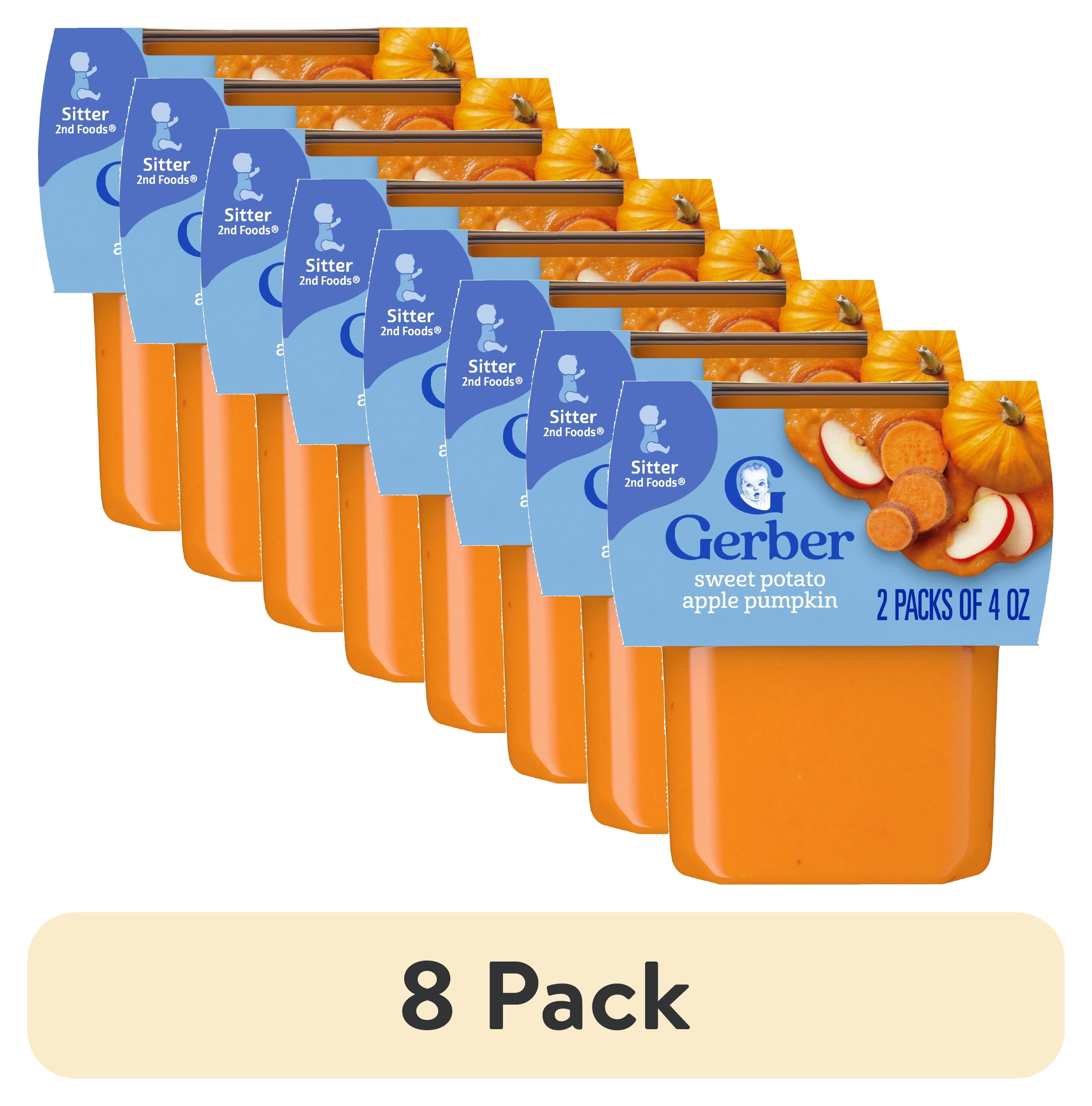 (8 pack) Gerber Stage 2 Baby Food, Sweet Potato Apple Pumpkin Puree Tubs, Baby Food Puree, 4 oz Tub