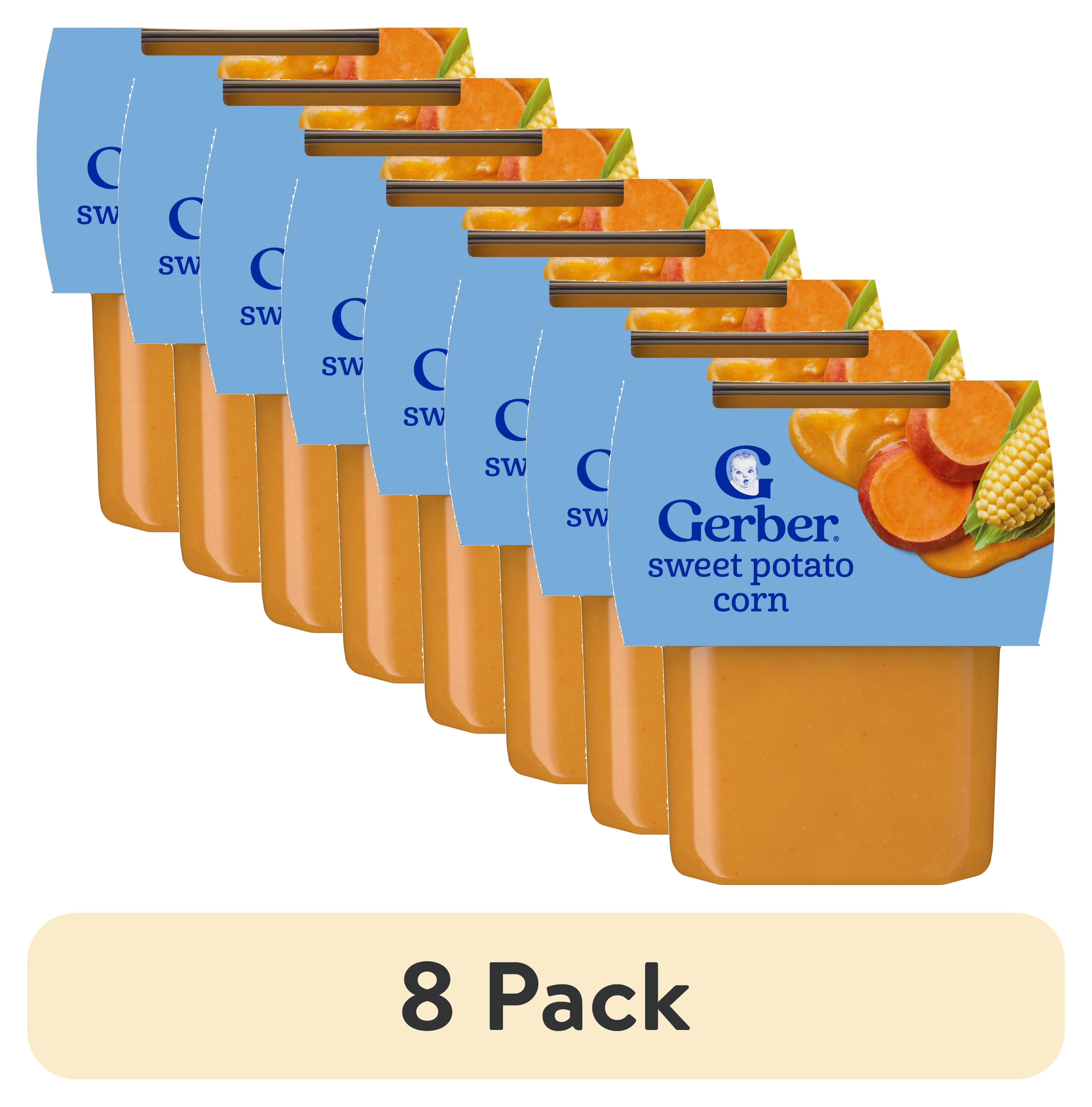 (8 pack) Gerber 2nd Foods Natural for Baby Veggie Power Baby Food, Sweet Potato Corn, 4 oz Tubs (2 Pack)