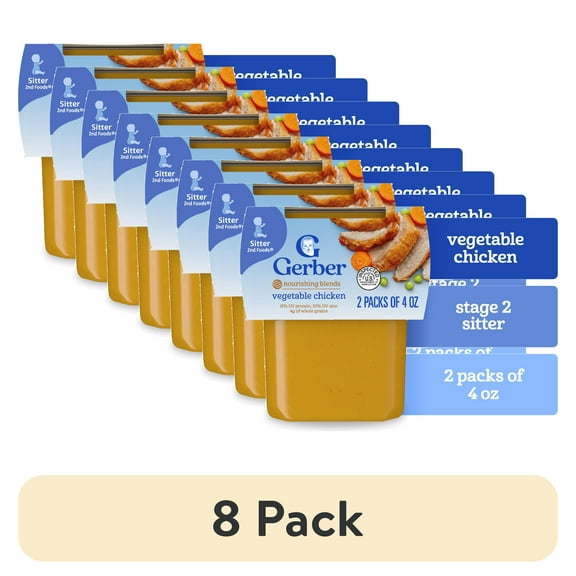 (8 pack) Gerber 2nd Foods Baby Foods, Vegetable Chicken Dinner, 4 oz Tubs (2 Pack)