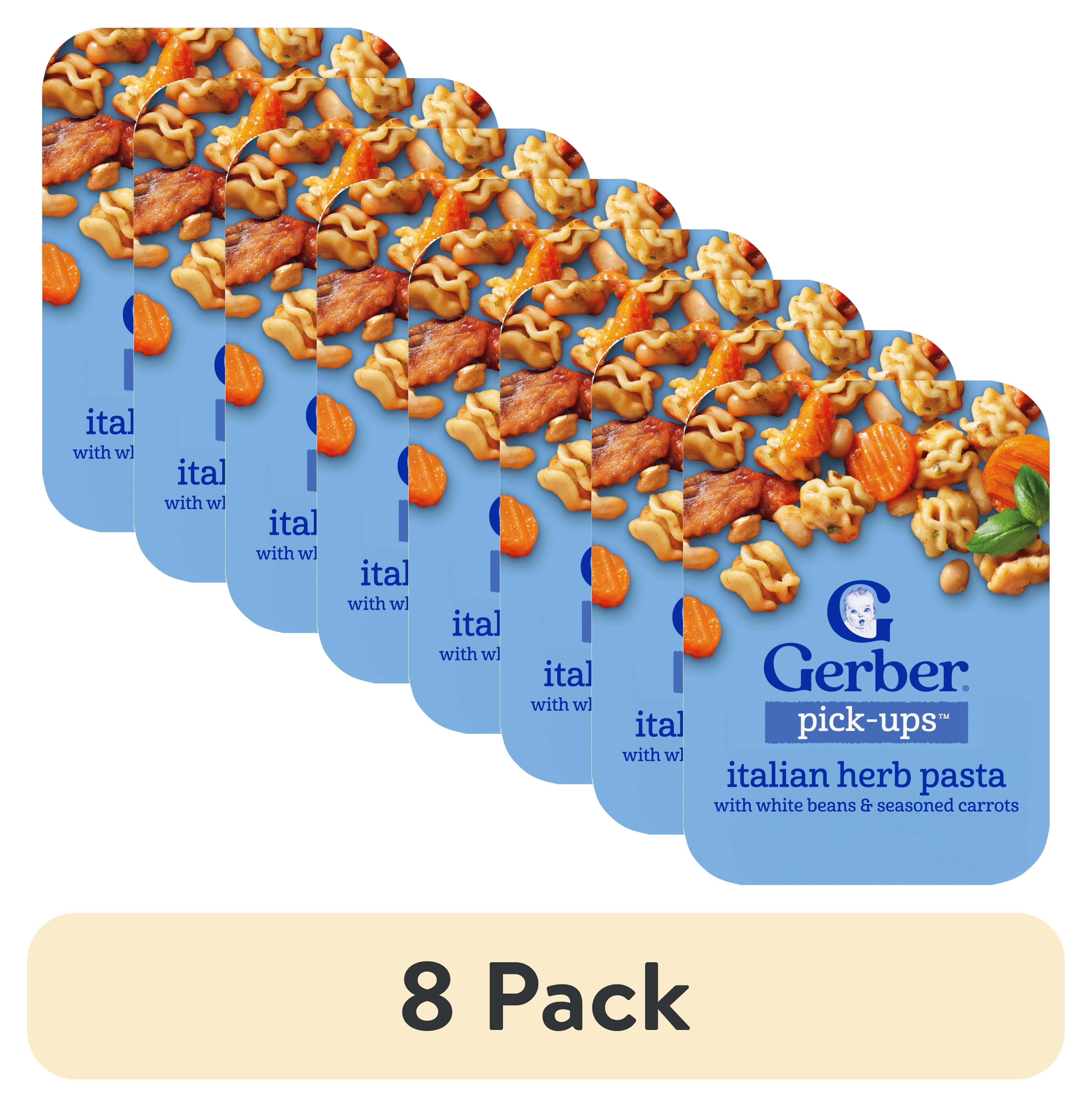 (8 pack) Gerber Stage 3 Baby Food, Italian Herb Pasta Pick-Ups, Crawler 8+ Months, Baby Finger Foods, 5.8 oz
