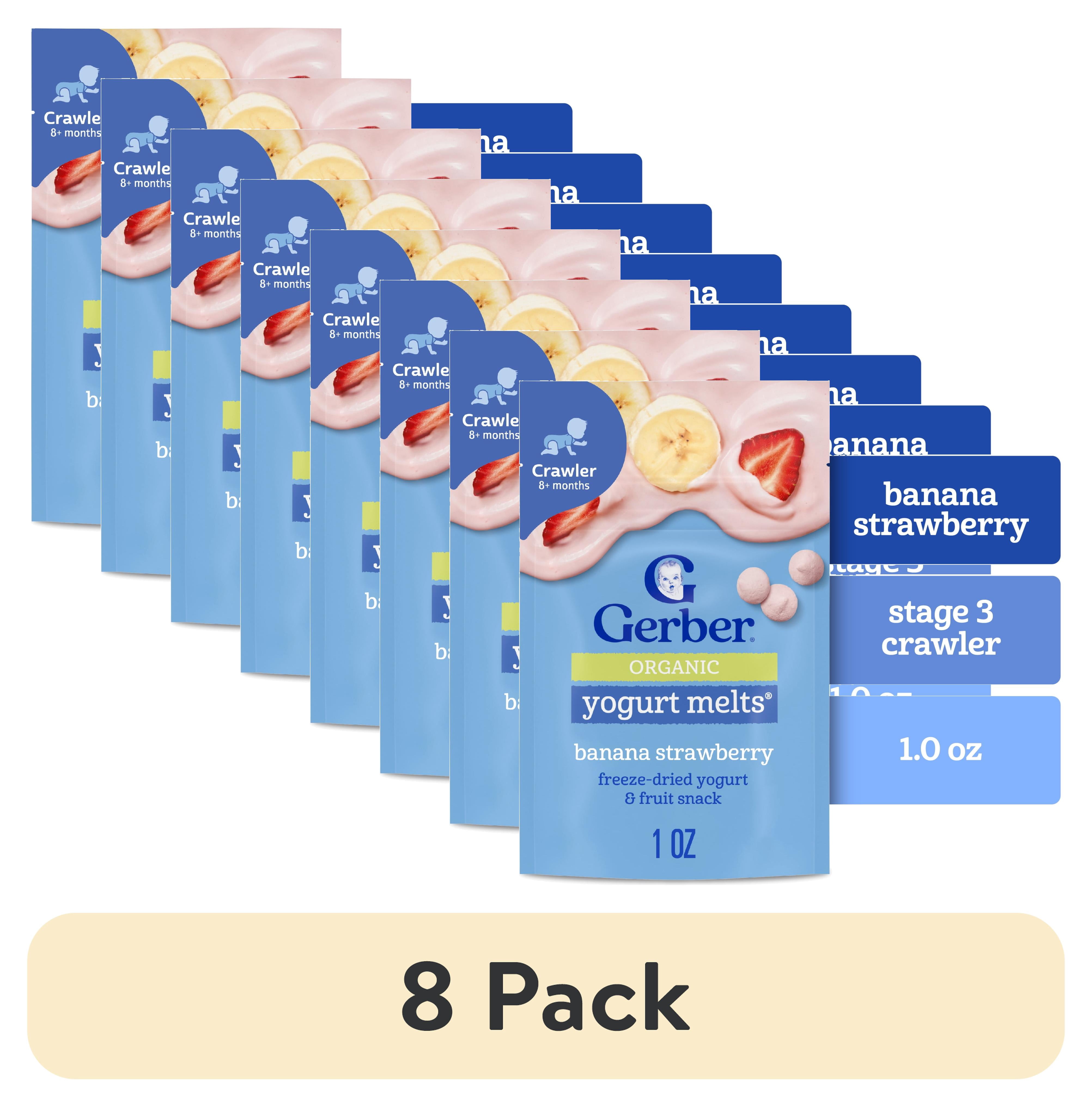 (8 pack) Gerber 2nd Foods Organic for Baby Yogurt Melts, Banana Strawberry, 1 oz Bag