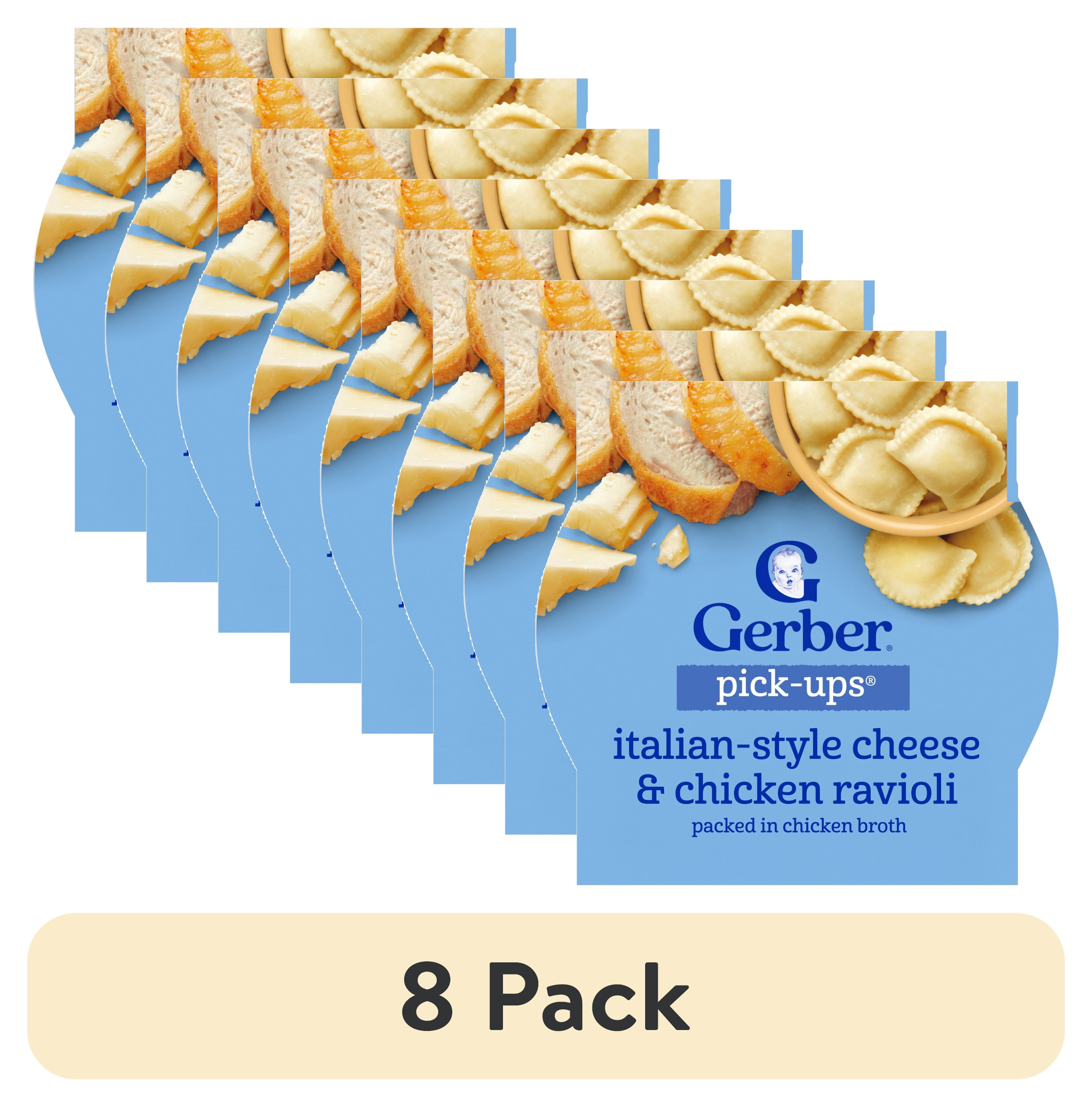 (8 pack) Gerber Toddler Food, Italian-Style Cheese & Chicken Ravioli Pick-Ups 6 oz