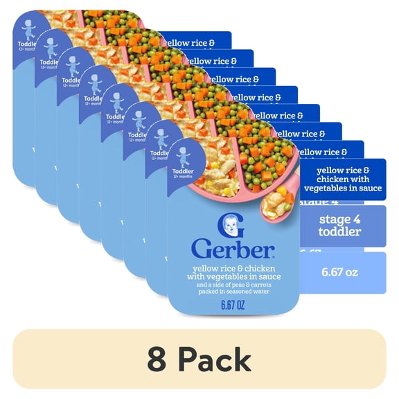 (8 pack) Gerber Toddler Food, Yellow Rice & Chicken, Mealtime for Toddler 6.67 oz