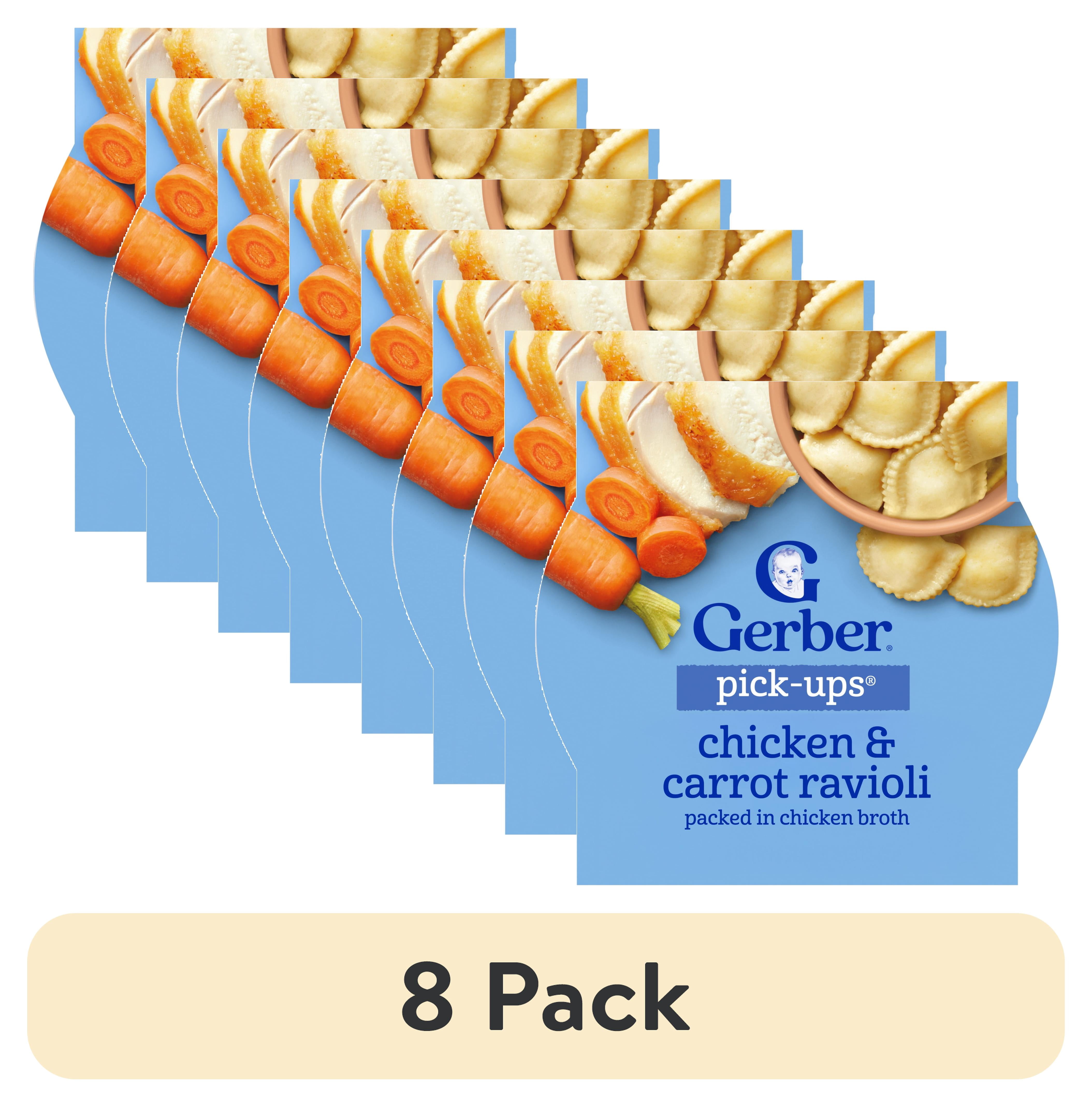 (8 pack) Gerber Pick-Ups Chicken and Carrot Ravioli in Chicken Broth Toddler Meal, 6 Oz