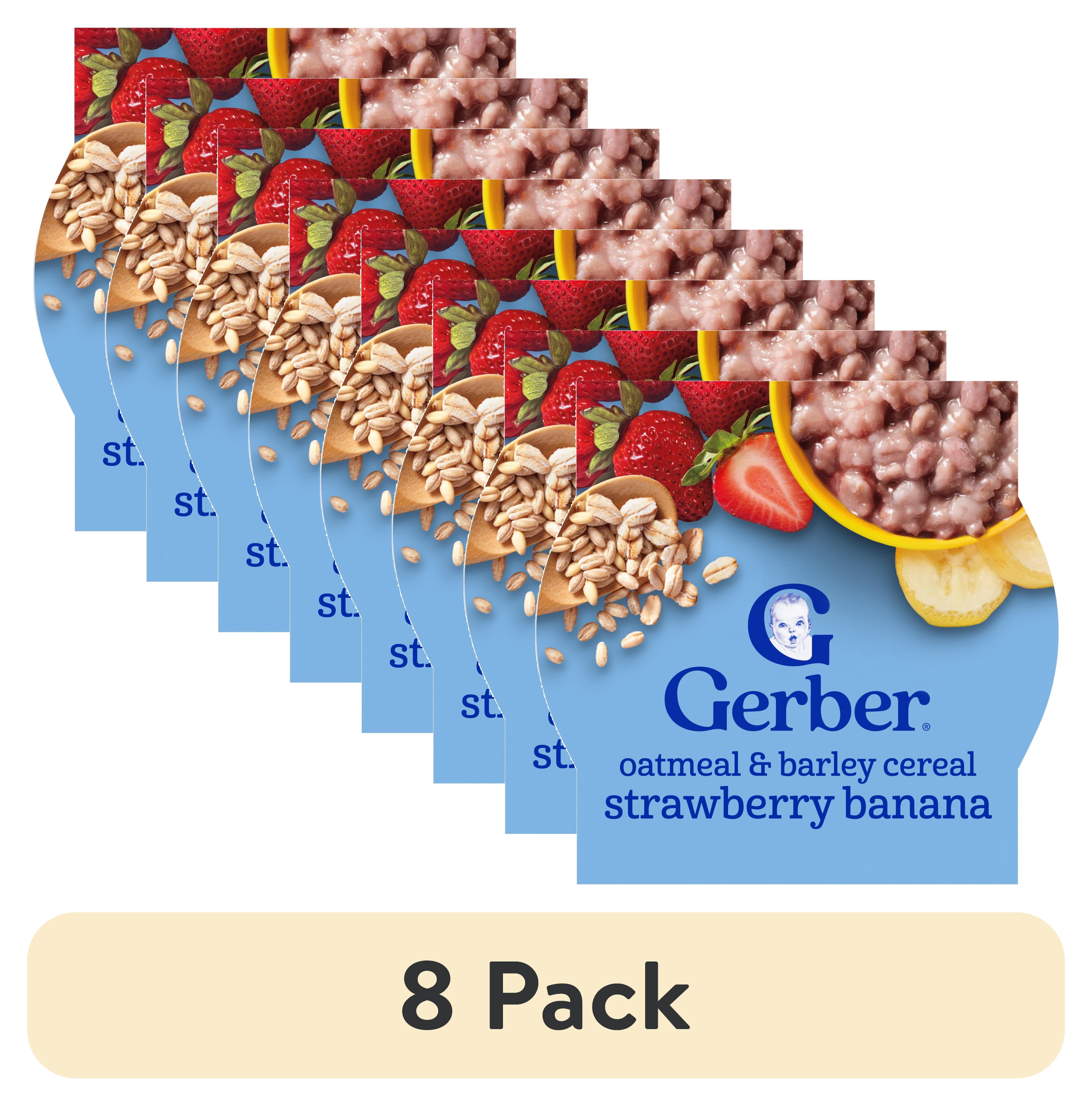 (8 pack) Gerber Toddler Food, Oatmeal and Barley Strawberry Banana Cereal, Toddler Oatmeal 4.5 oz