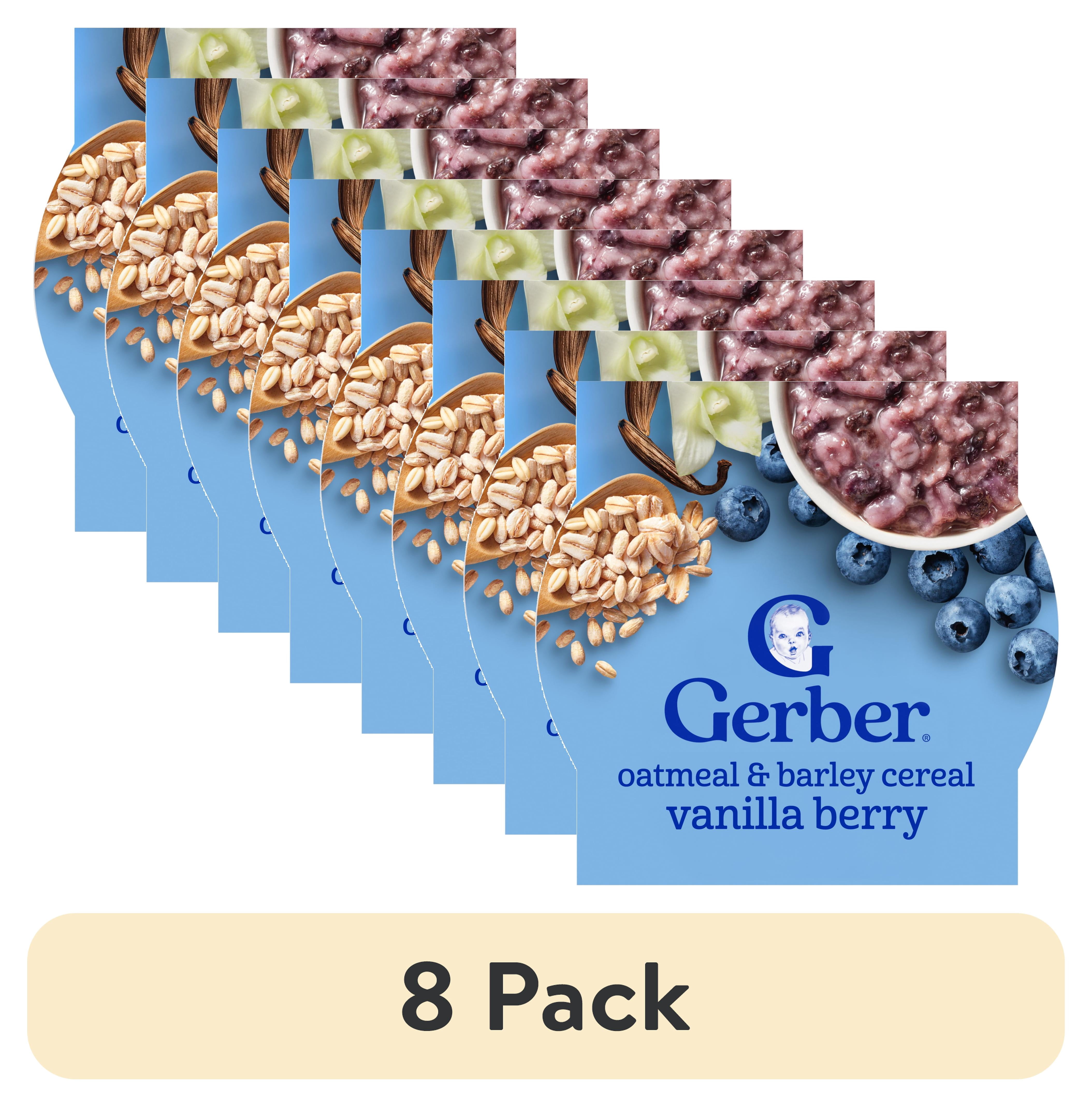 (8 pack) Gerber Toddler Food, Oatmeal and Barley Vanilla Berry Cereal, Toddler Oatmeal 4.5 oz