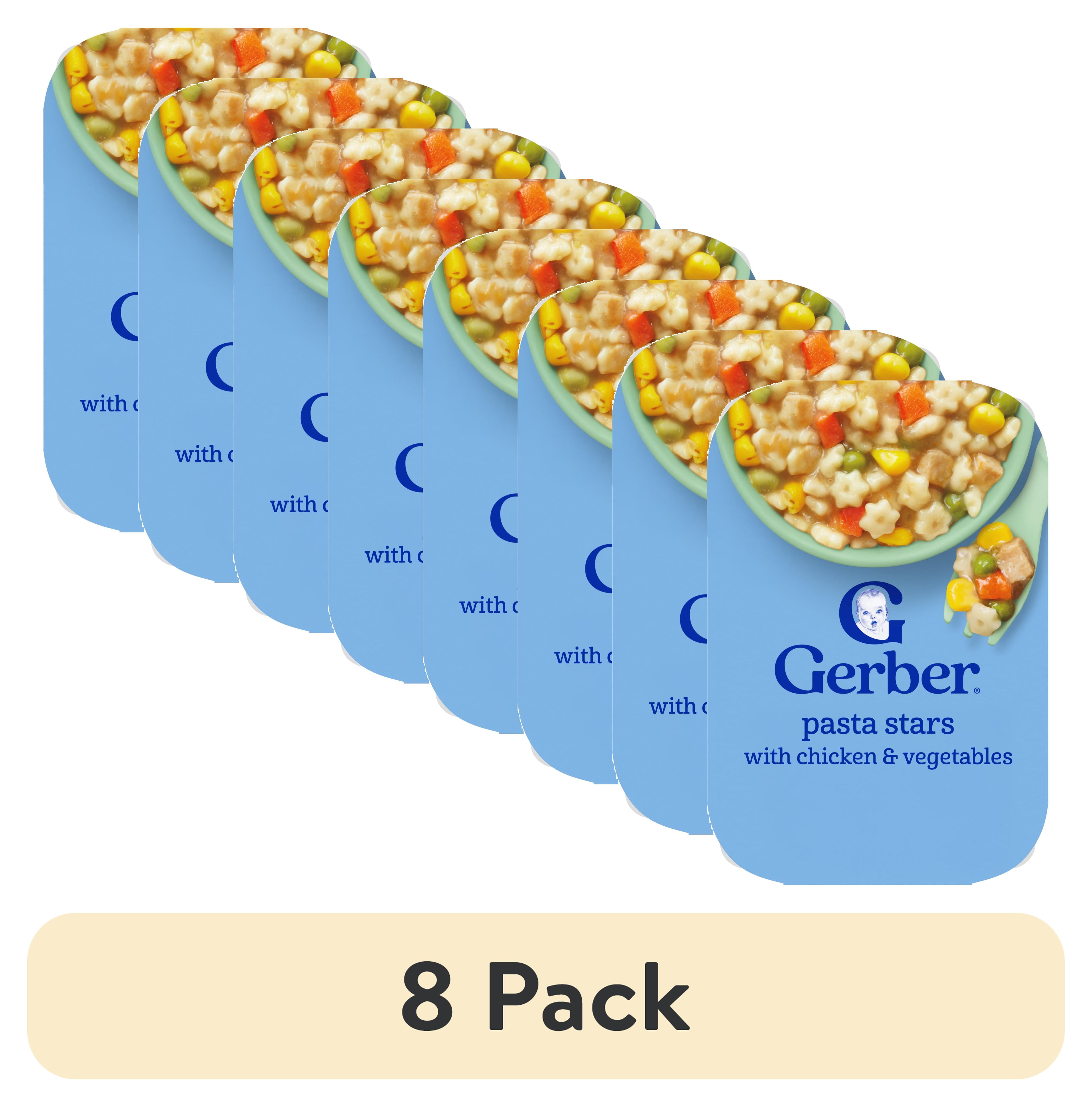 (8 pack) Gerber Mealtime for Toddler, Pasta Stars with Chicken and Vegetables Toddler Food, 6 oz Tray