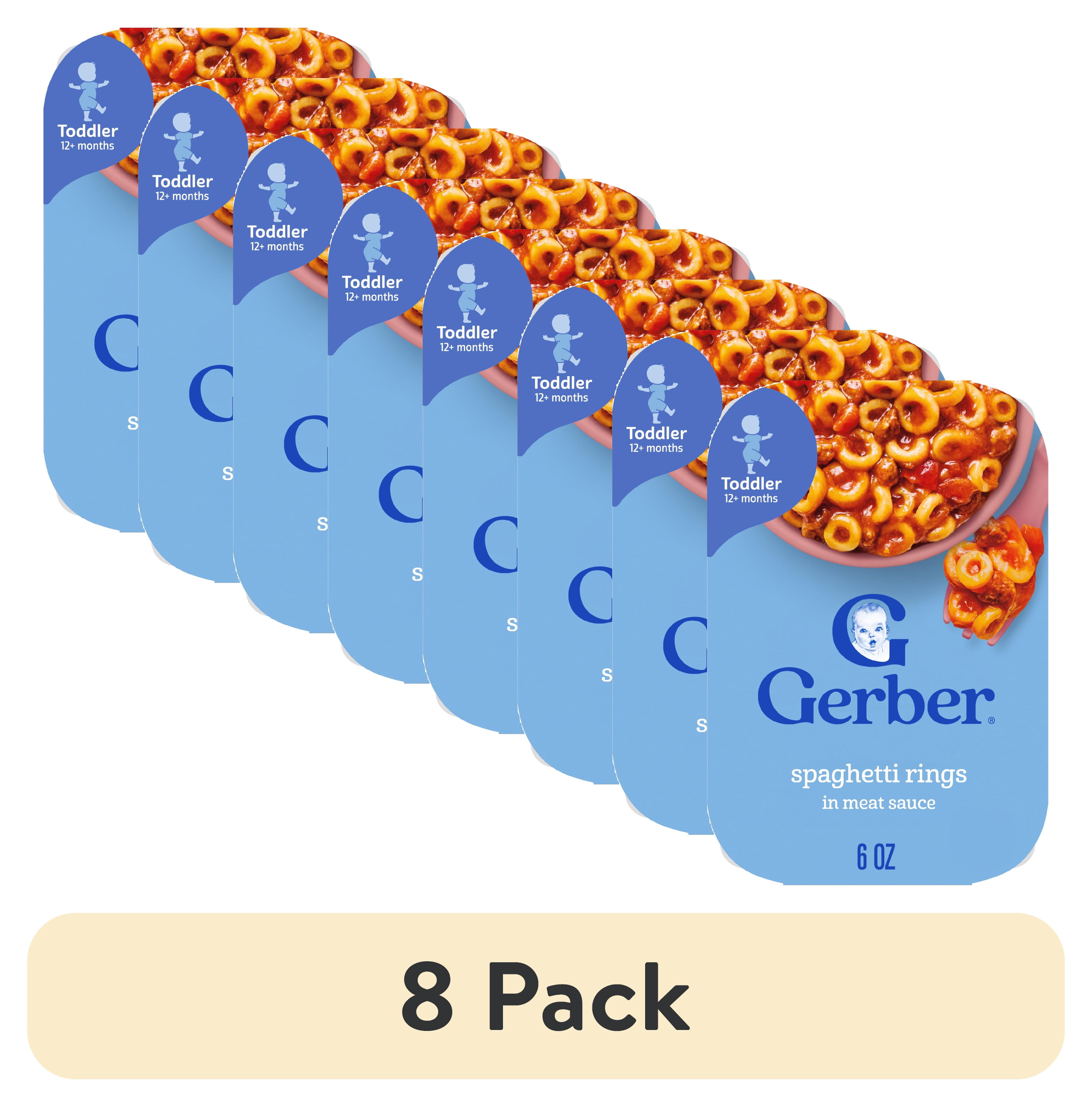 (8 pack) Gerber Mealtime for Toddler, Spaghetti Rings in Meat Sauce Toddler Food, 6 oz Tray