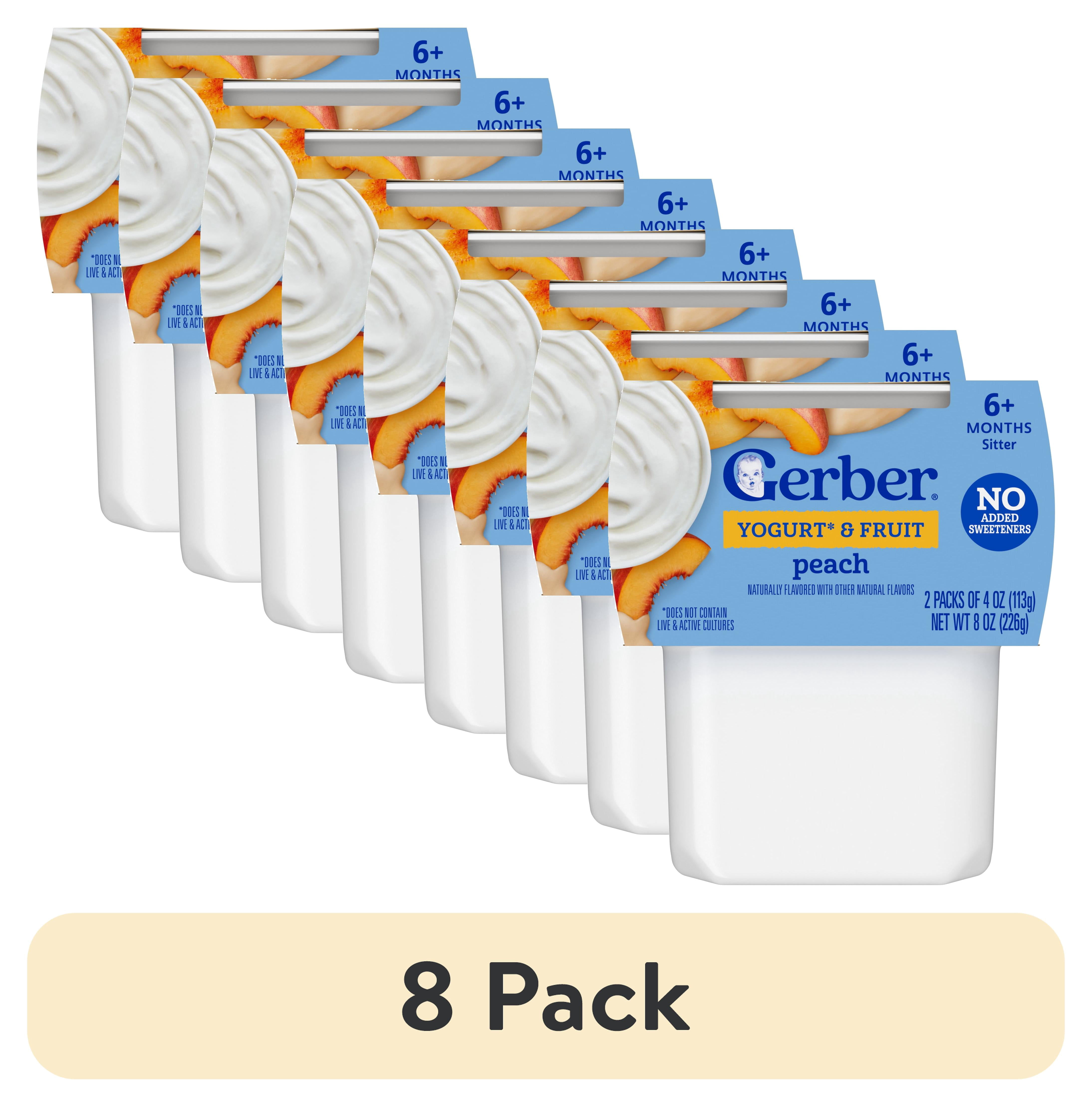 (8 pack) Gerber Yogurt Blends Stage 3 Baby Snacks Peach, 4 oz Tubs (Pack of 2)