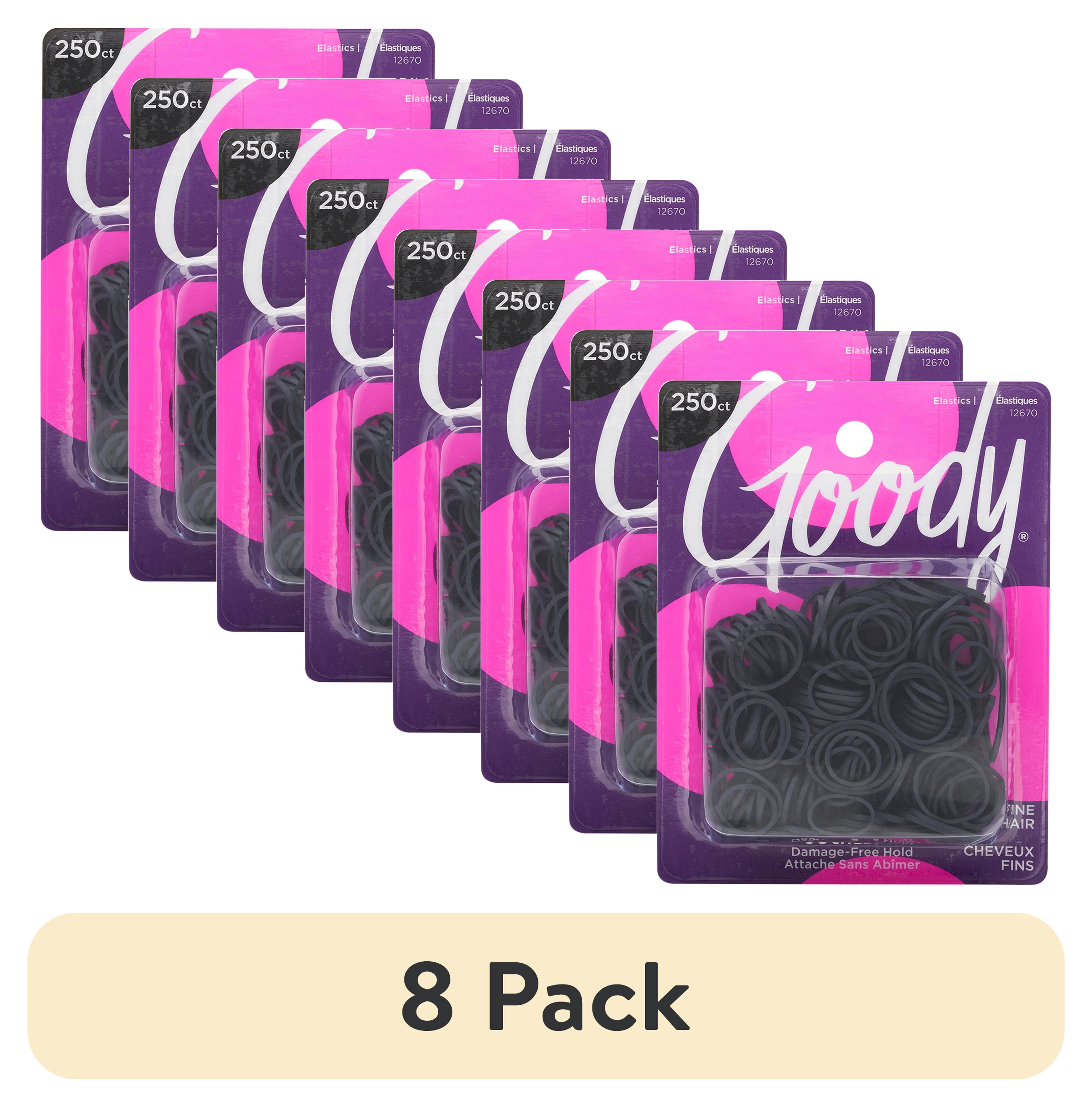 (8 pack) Goody Mini Rubber Bands Black Ouchless Hold Hair Elastics for Fine Hair - 250 Count