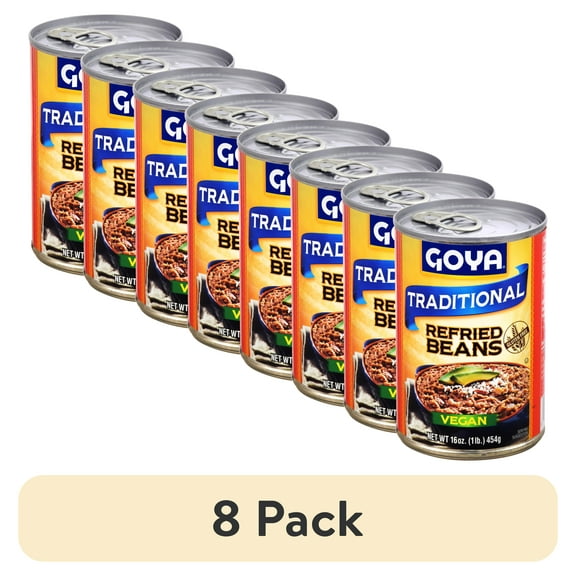 (8 pack) Goya Refried Pinto Beans Traditional, 16 oz can