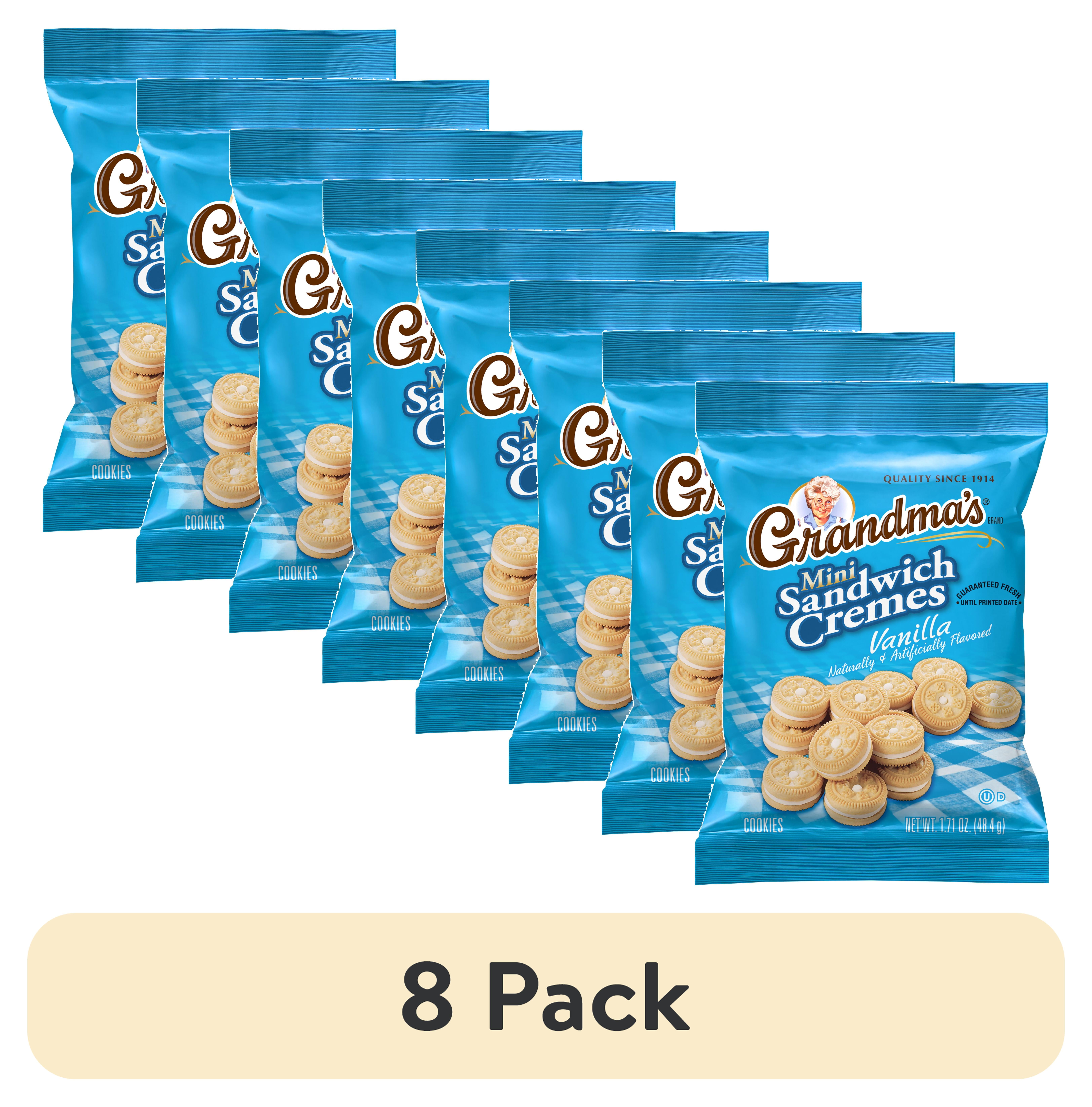 (8 pack) Grandma’s Mini Cookies, Sandwich Cremes Vanilla Flavored Cookies, 1.71oz Cookie Bag, (Single Pack)