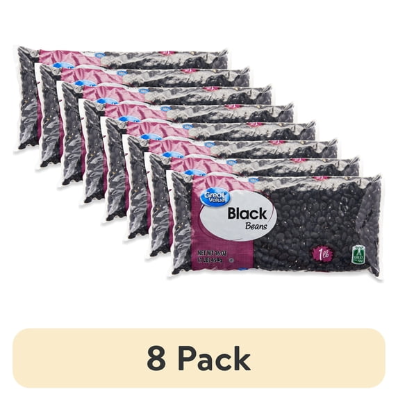 (8 pack) Great Value Black Beans, 1 lb
