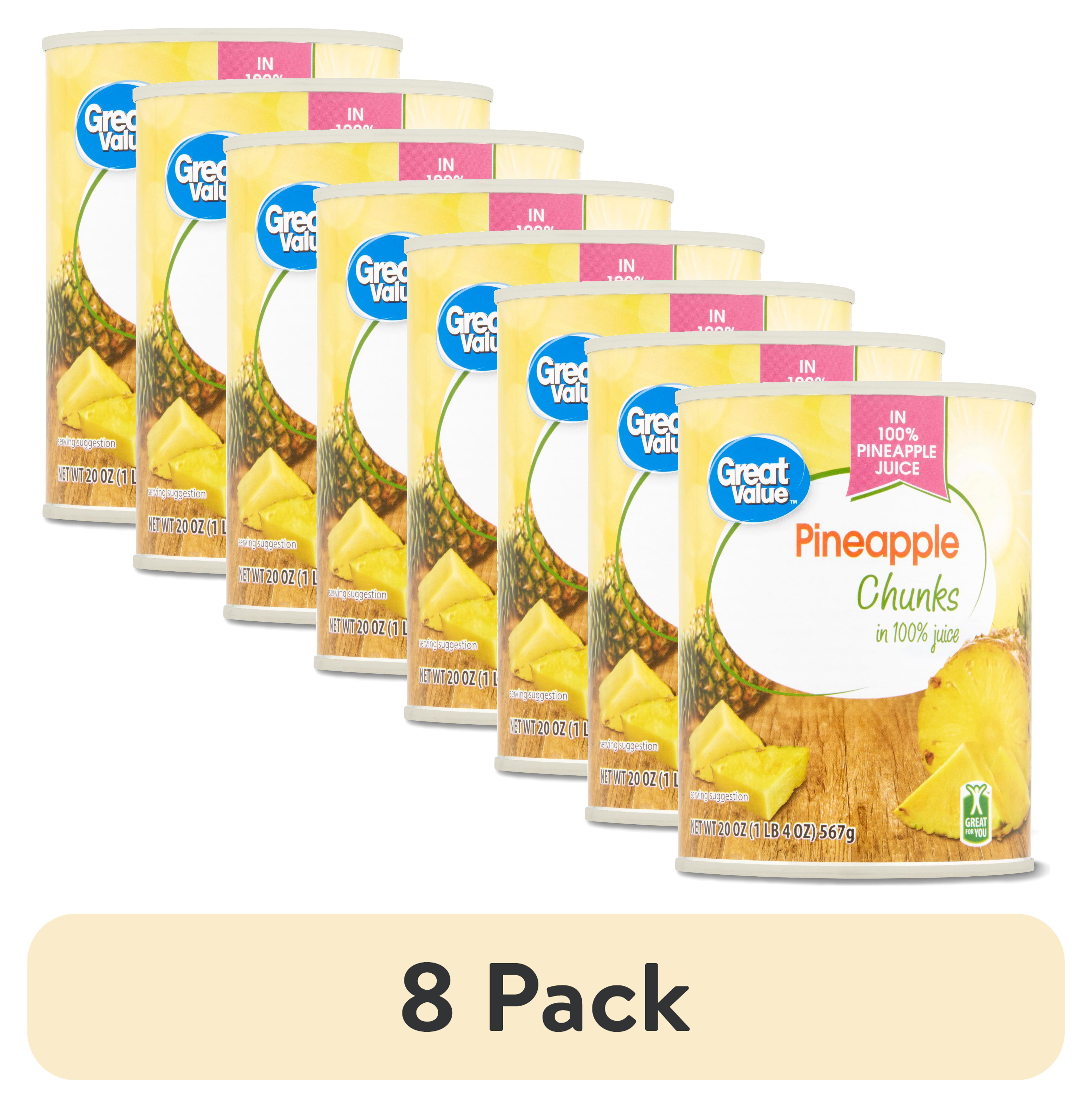 (8 pack) Great Value Canned Pineapple Chunks in Pineapple Juice, 20 oz