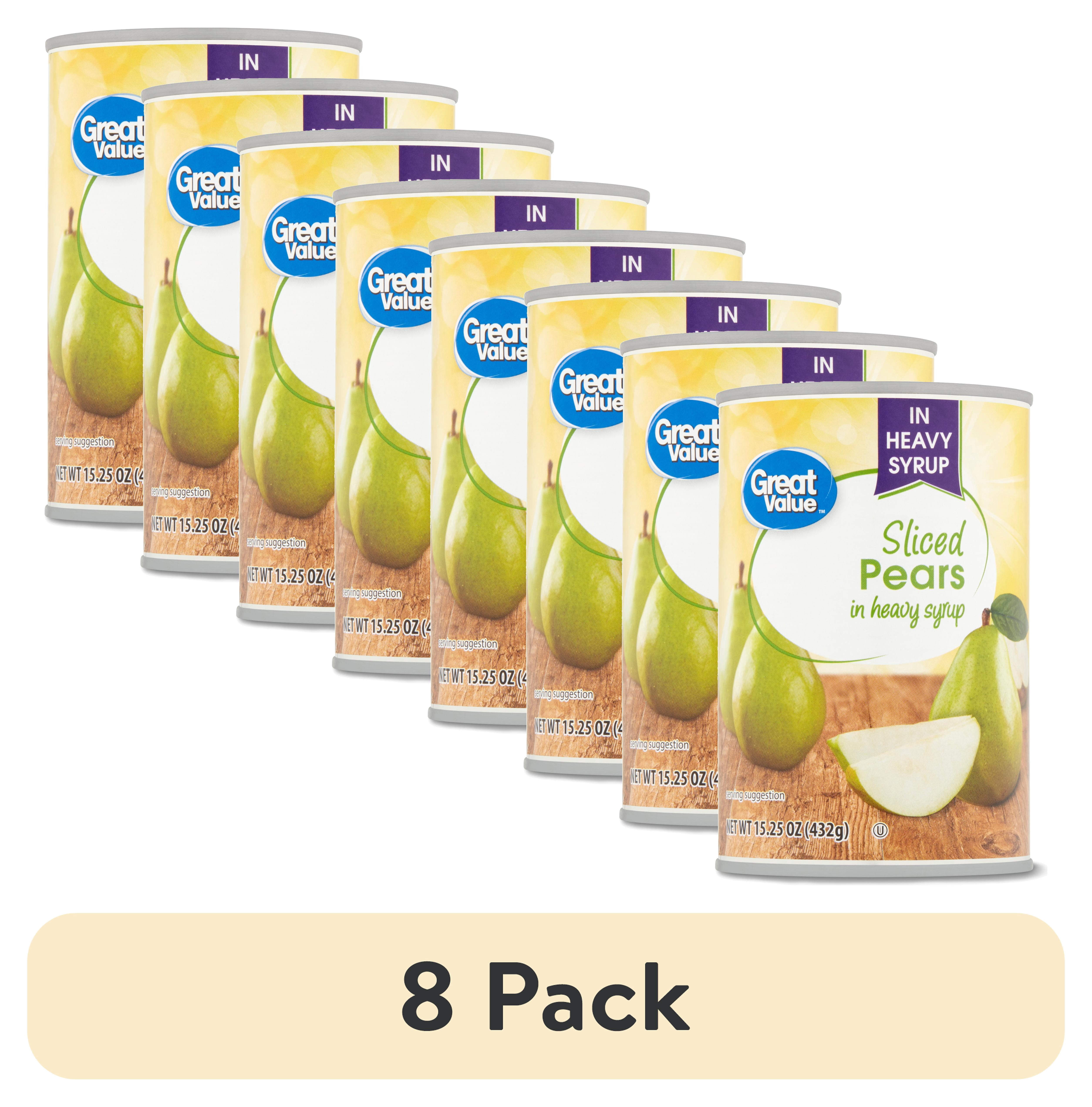 (8 pack) Great Value Canned Sliced Pears, 15.25 oz