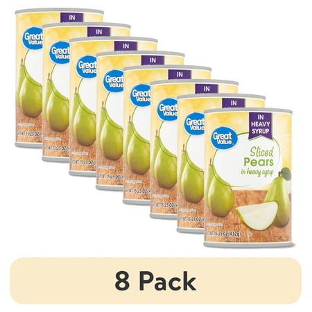 (8 pack) Great Value Canned Sliced Pears, 15.25 oz
