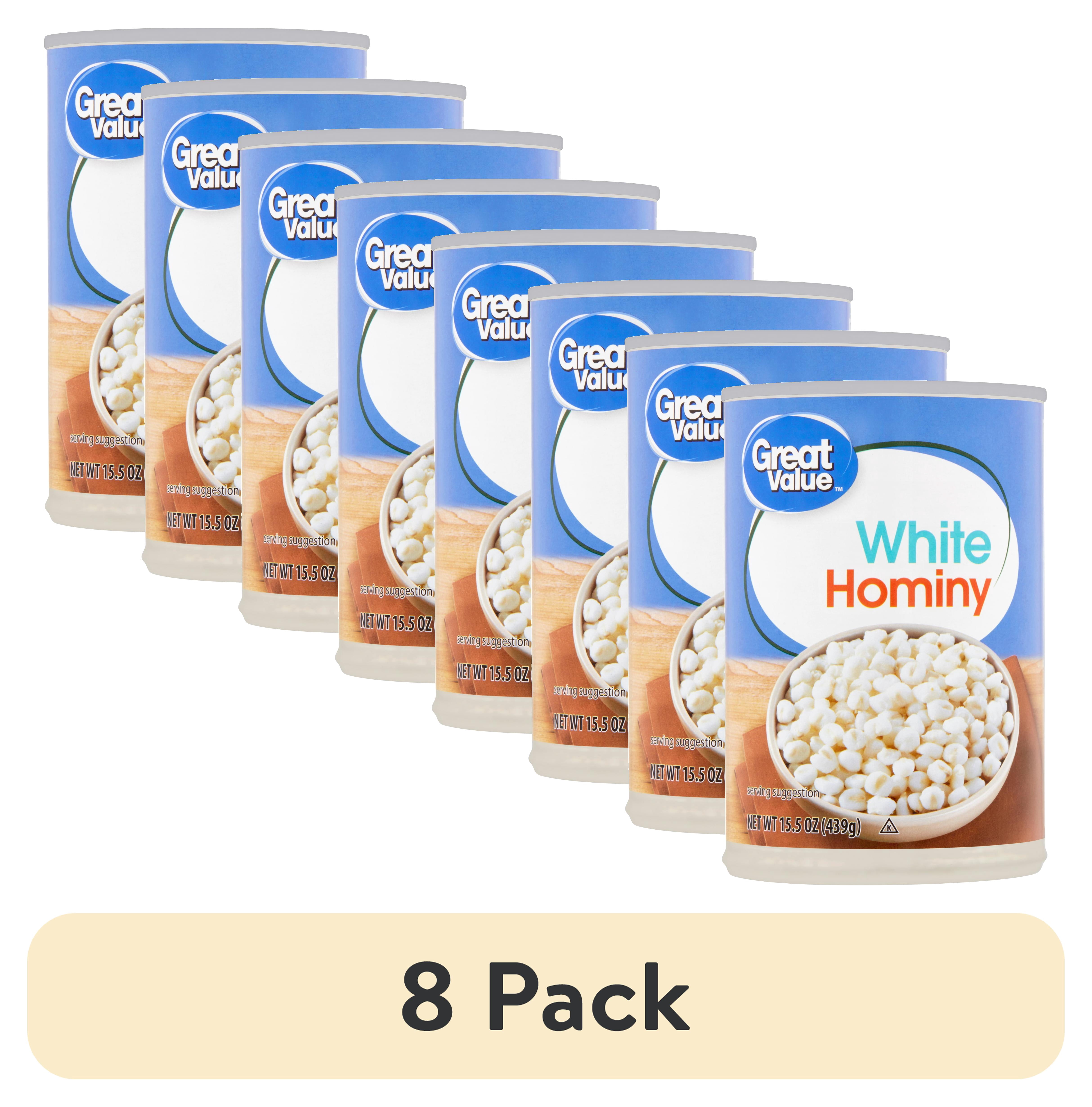 (8 pack) Great Value Canned White Hominy Can, 15.5 oz