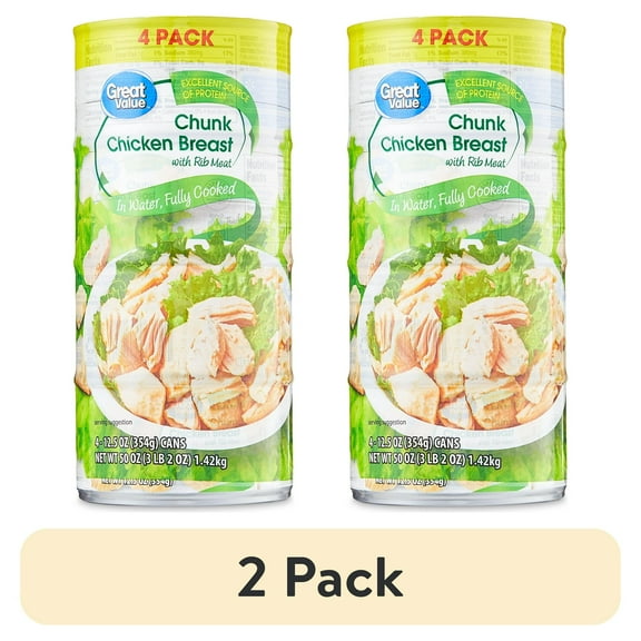 (8 pack) Great Value Chunk Chicken Breast, 12.5 oz Can (4 Pack)