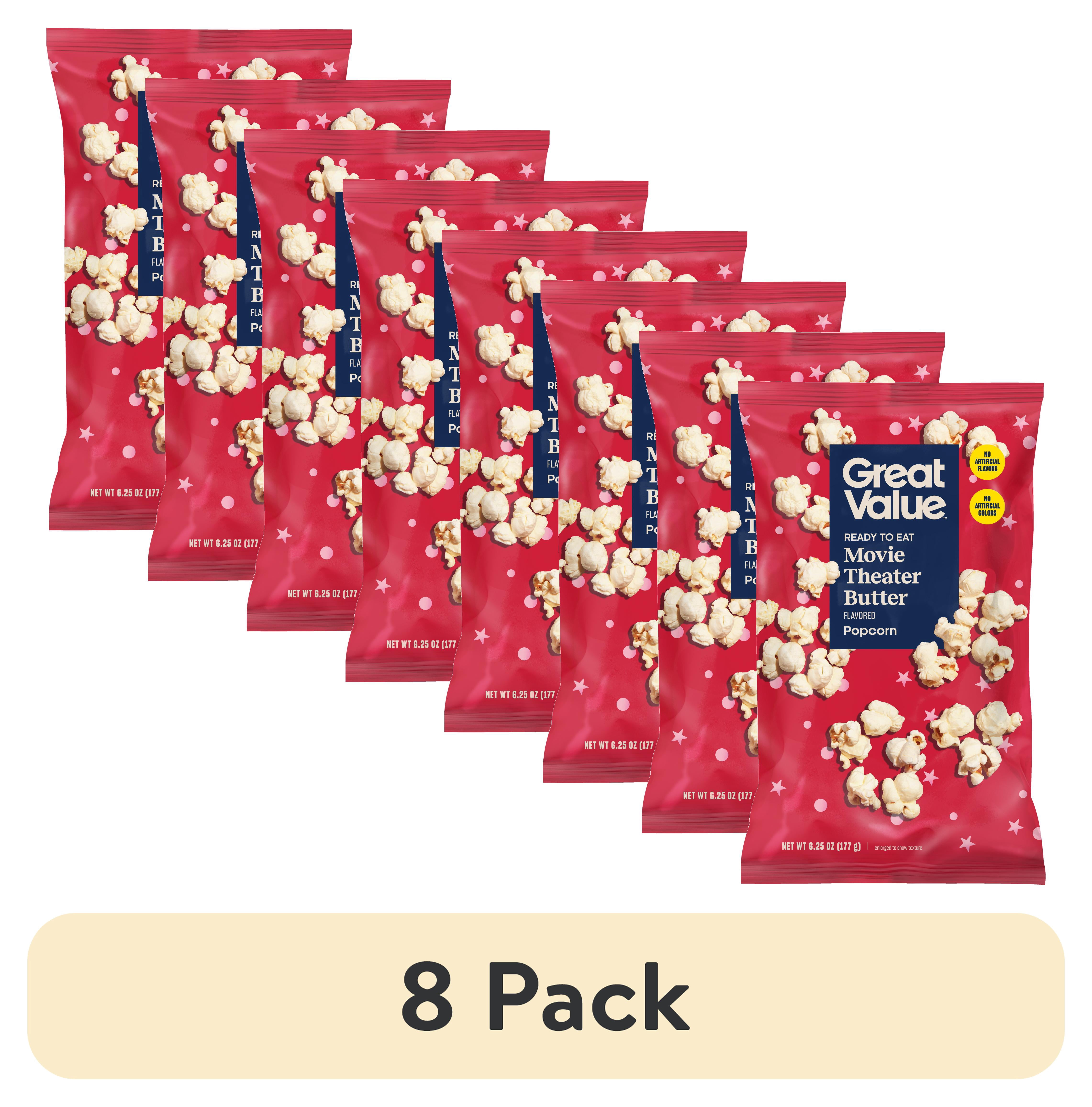 (8 pack) Great Value Classic Butter Movie Theater Popcorn, 6.25 oz