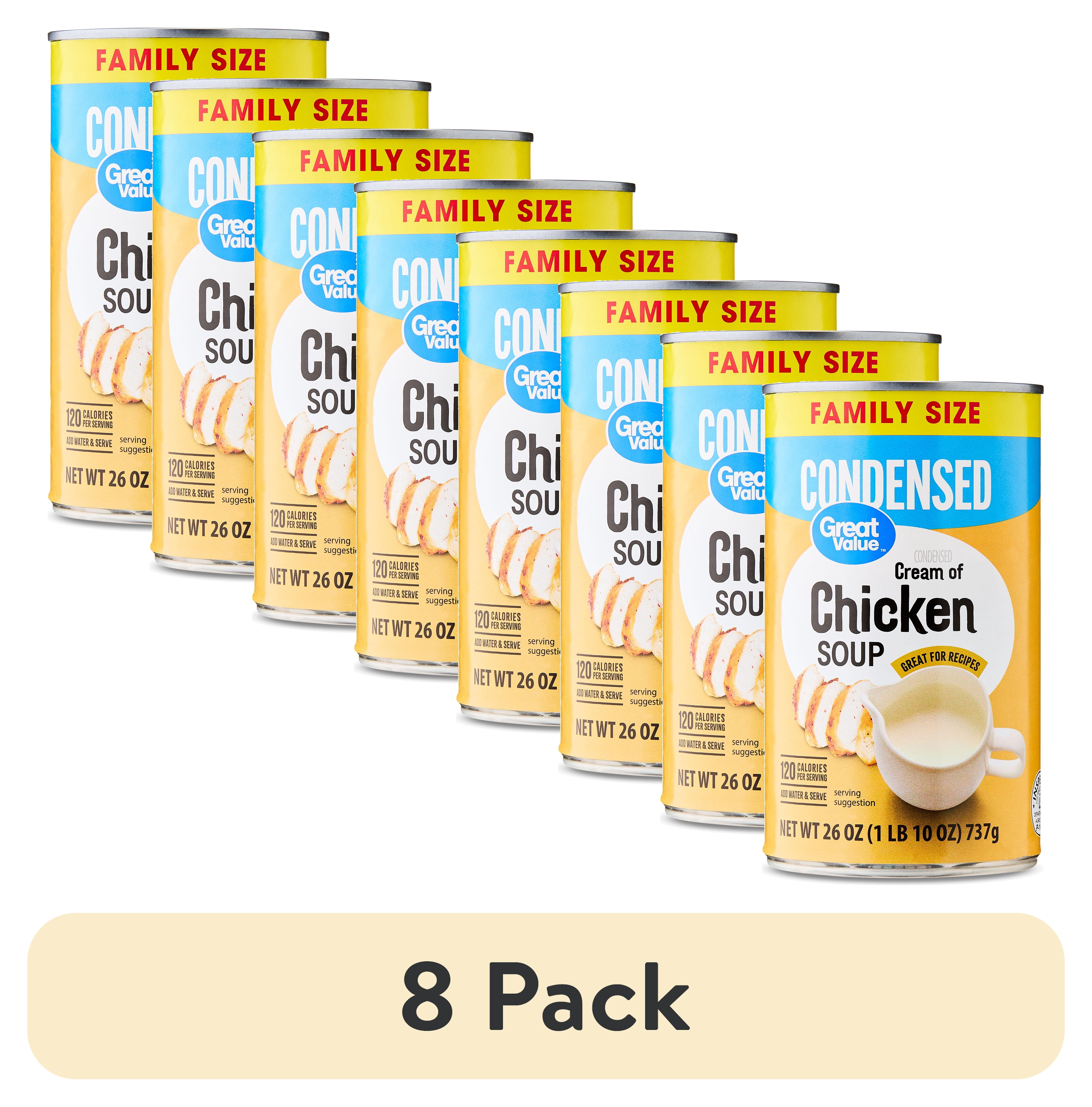 (8 pack) Great Value Cream of Chicken Condensed Soup, Family Size, 26 oz