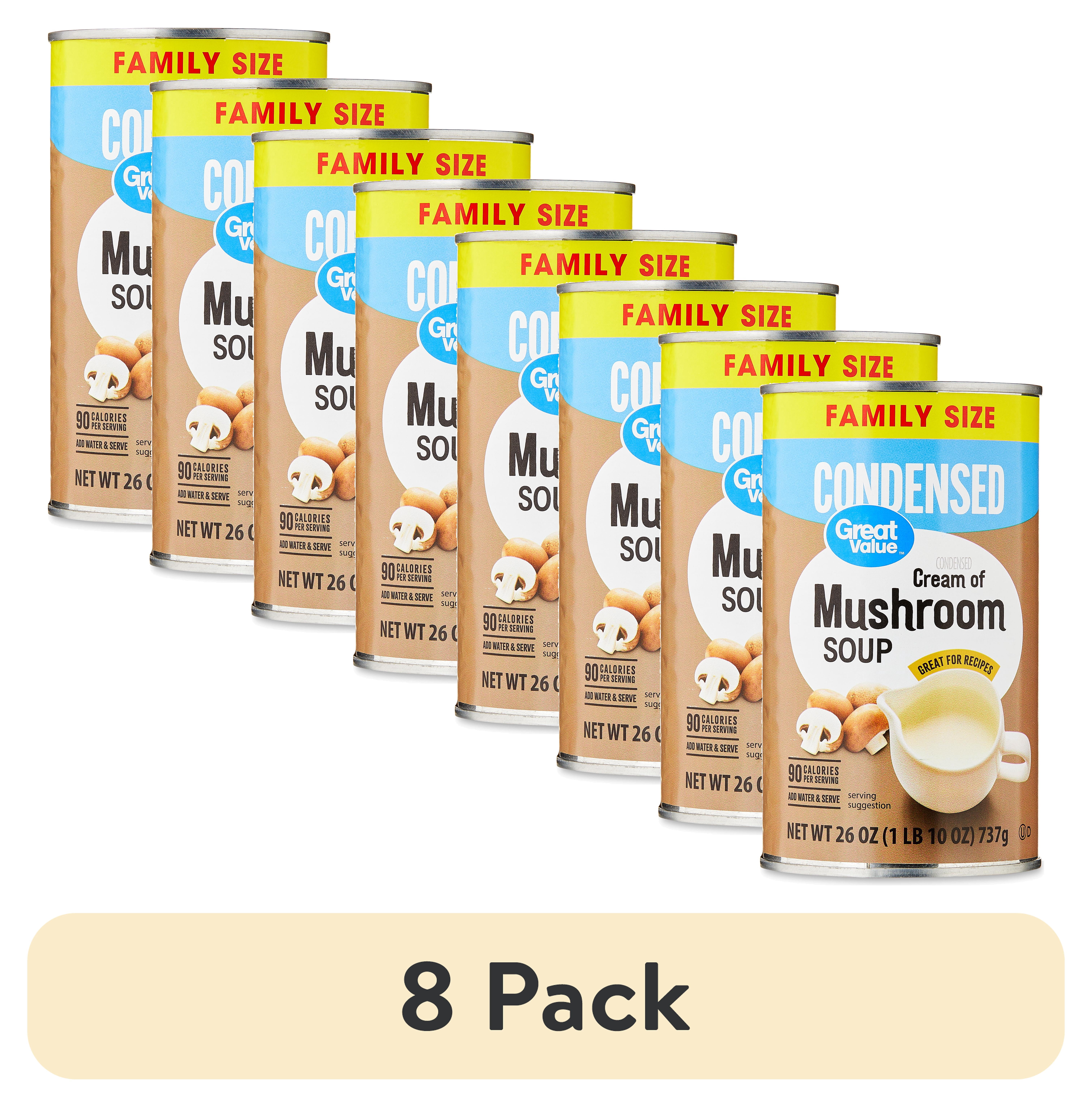 (8 pack) Great Value Cream of Mushroom Condensed Soup, Family Size, 26 oz