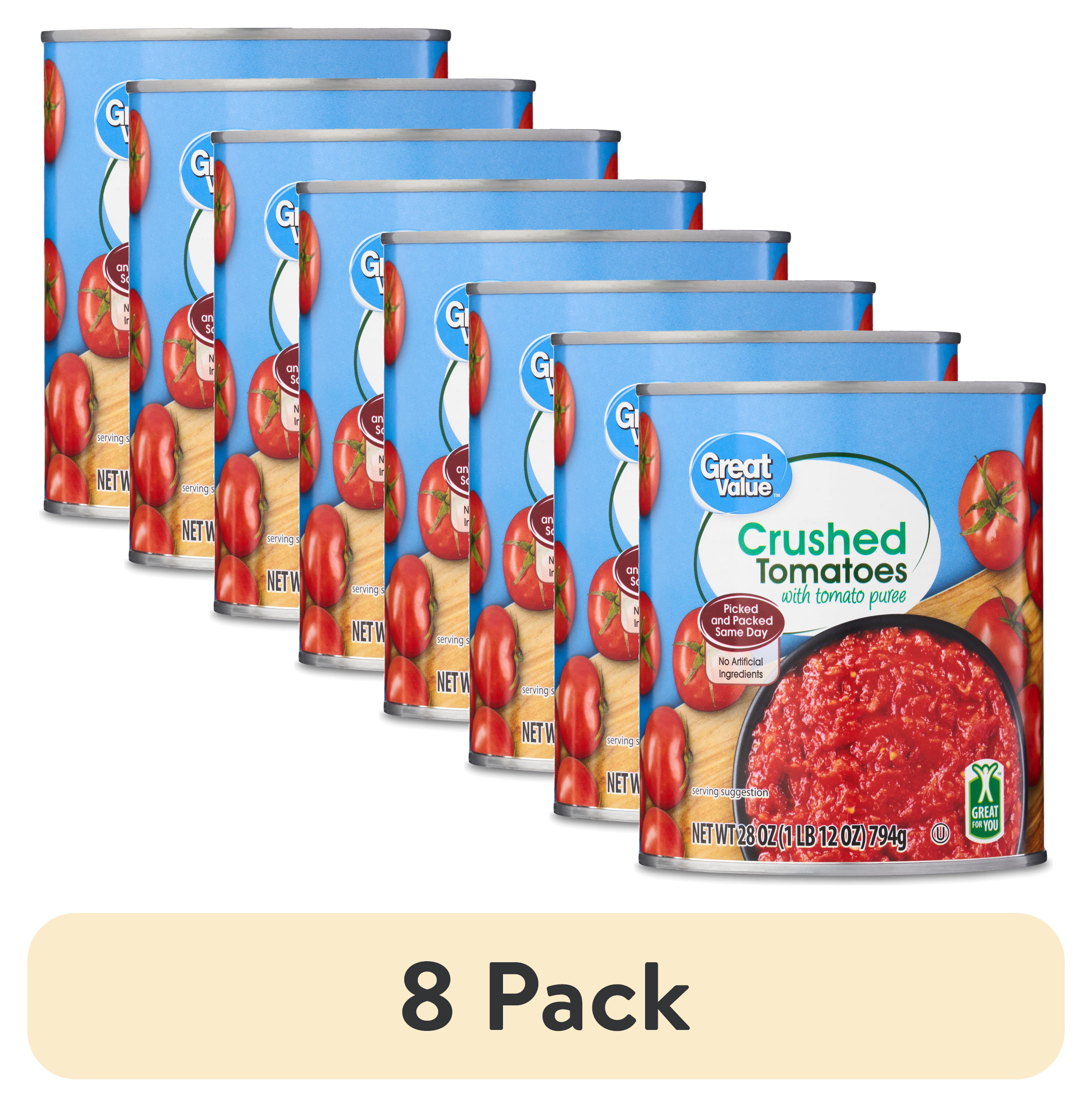8 pack) Great Value Crushed Tomatoes with Tomato Puree, 28