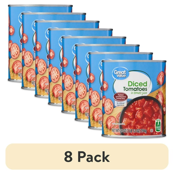 (8 pack) Great Value Diced Tomatoes in Tomato Juice, 28 oz