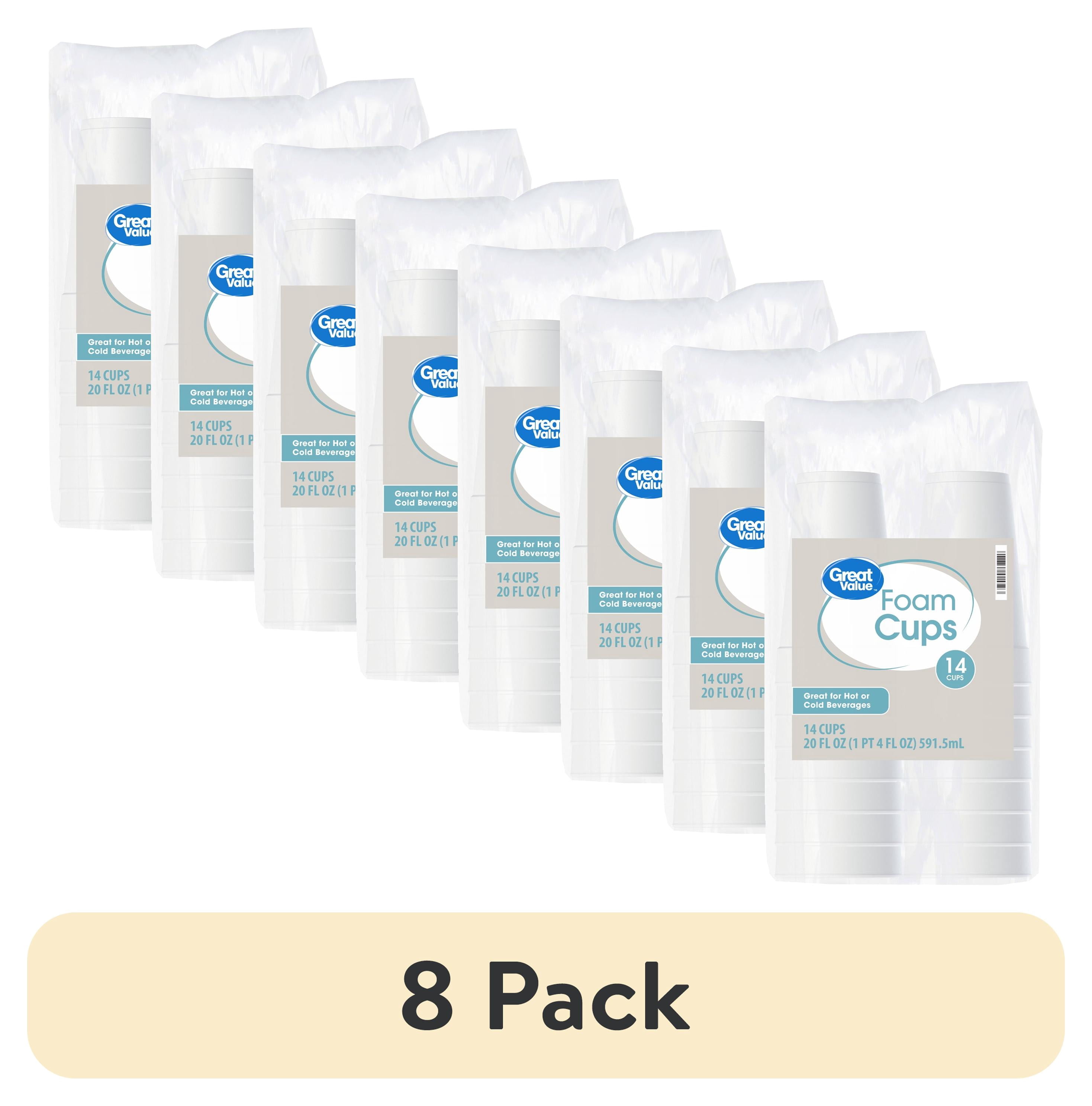 (8 pack) Great Value Disposable Foam Cups, 20oz, 14 Count