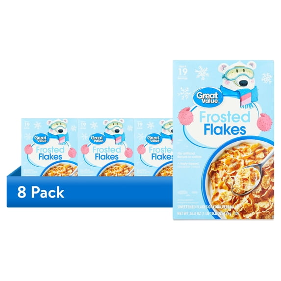 (8 pack) Great Value Frosted Flakes Breakfast Cereal, 26.8 oz